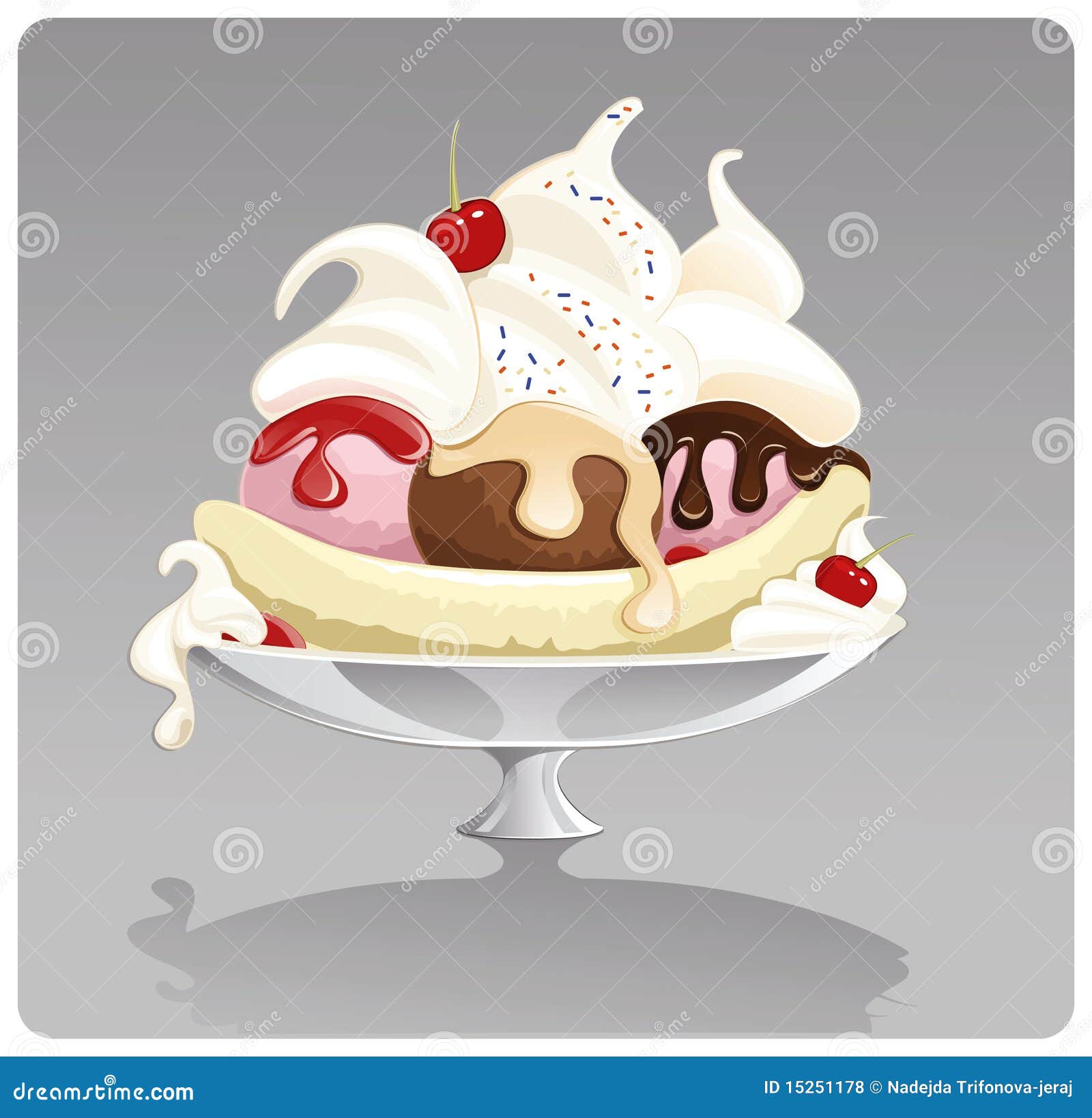 Banana split ice cream stock vector. Illustration of cream - 15251178