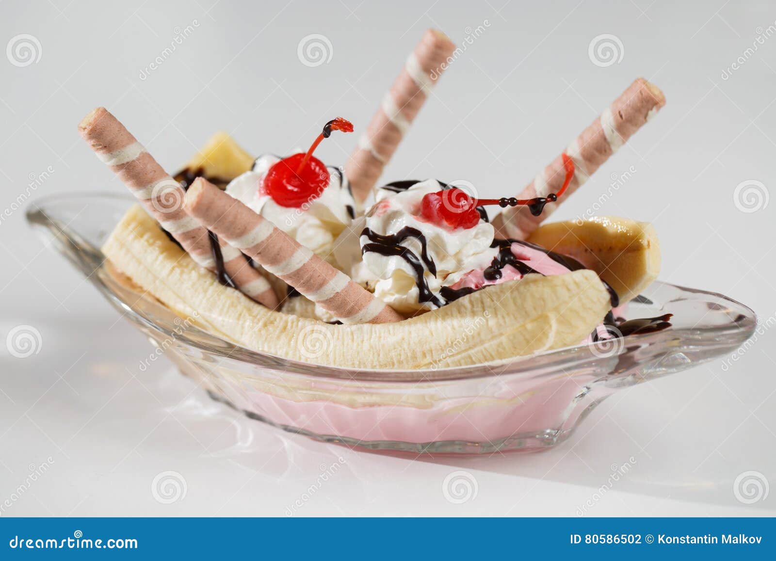 Banana Split and Ice Cream Dessert with Toppings Stock Photo Image Banana Split and Ice Cream Dessert with Toppings Stock Photo Image