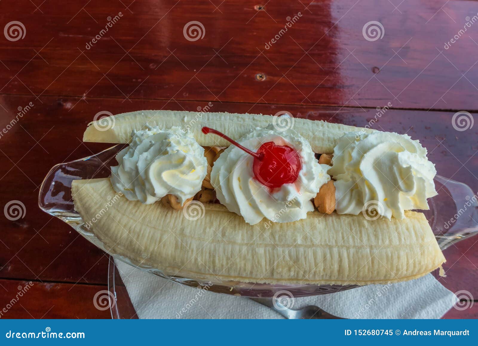 A Banana Split with Whipped Cream Stock Image Image of tasty, unhealthy 152680745