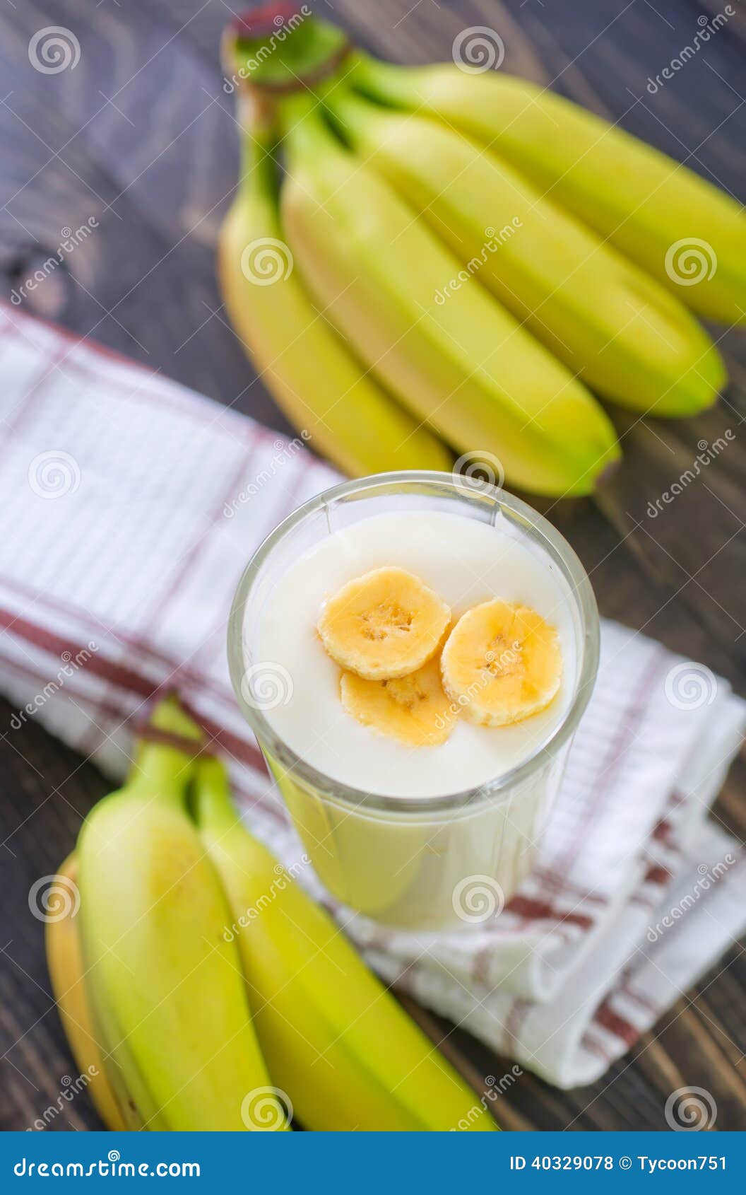 Banana yogurt in the glass