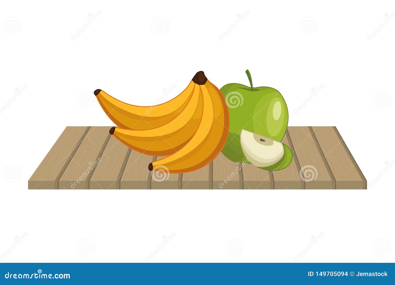 Bananas and Apples on Table Stock Vector Illustration of table