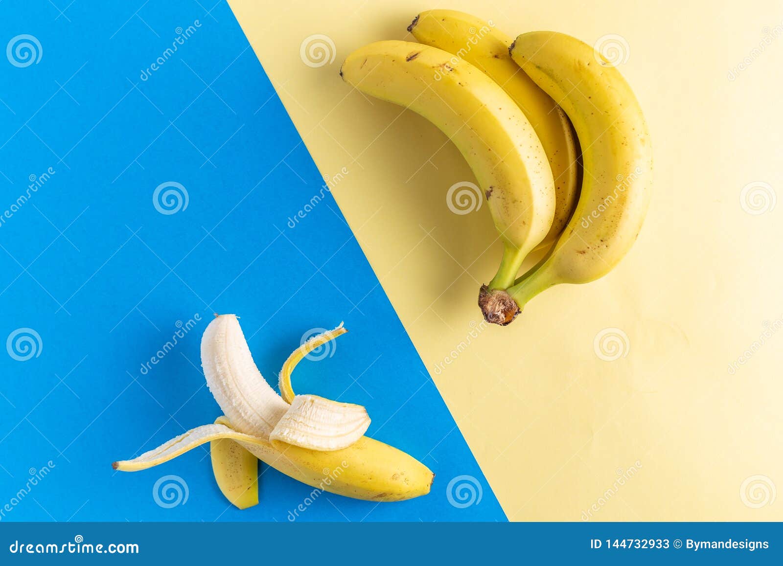 bananas fruits on contemporary background