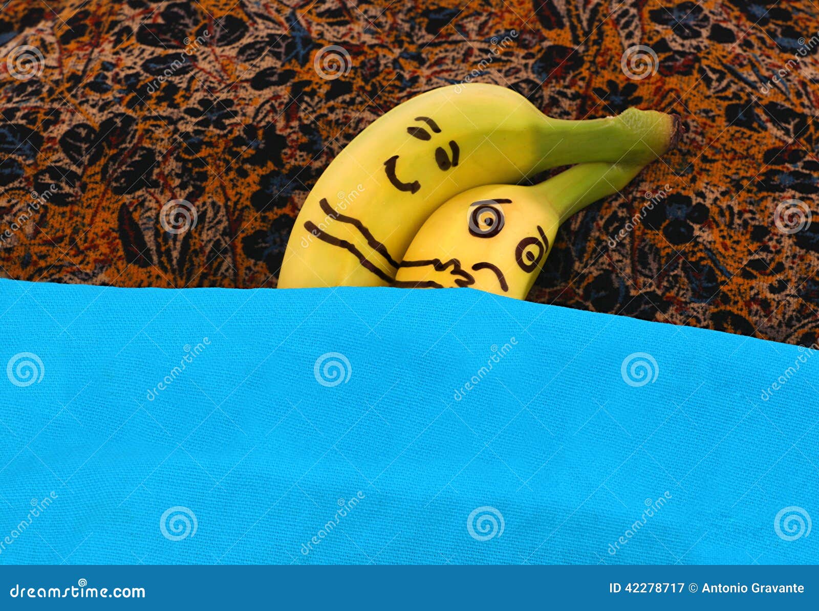 Bananas Hugging Each in Bed. Stock Image Image of healthy, holiday