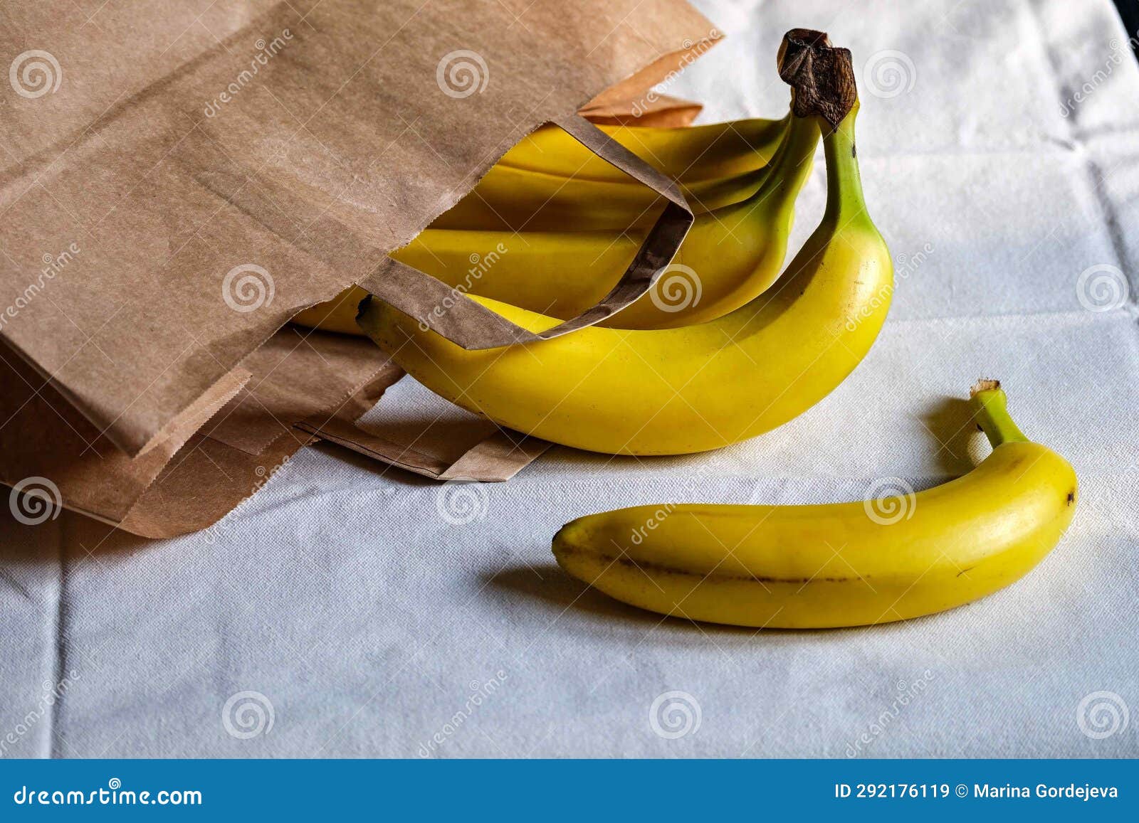 Bananas in a Paper Bag Lie on the Table. Bananas in the Kitchen Stock Image Image of fruit