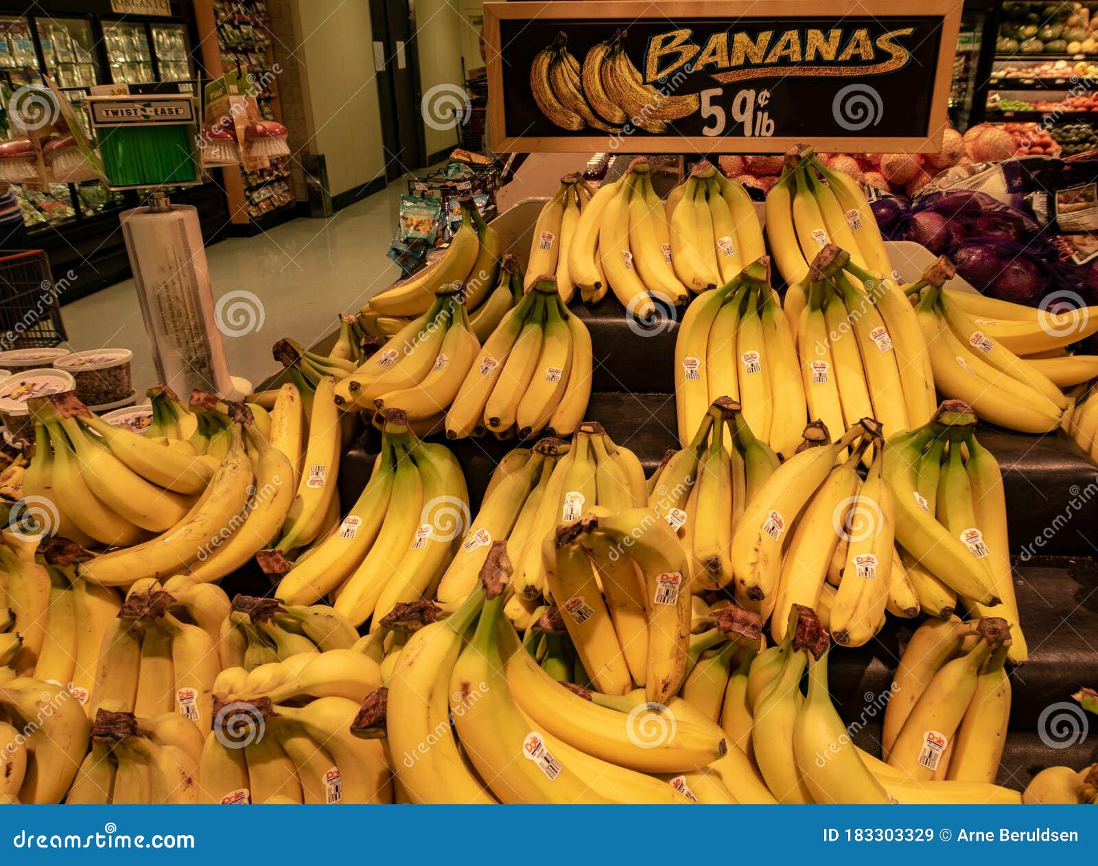 Bananas on Sale at a Grocery Store Editorial Stock Image Image of