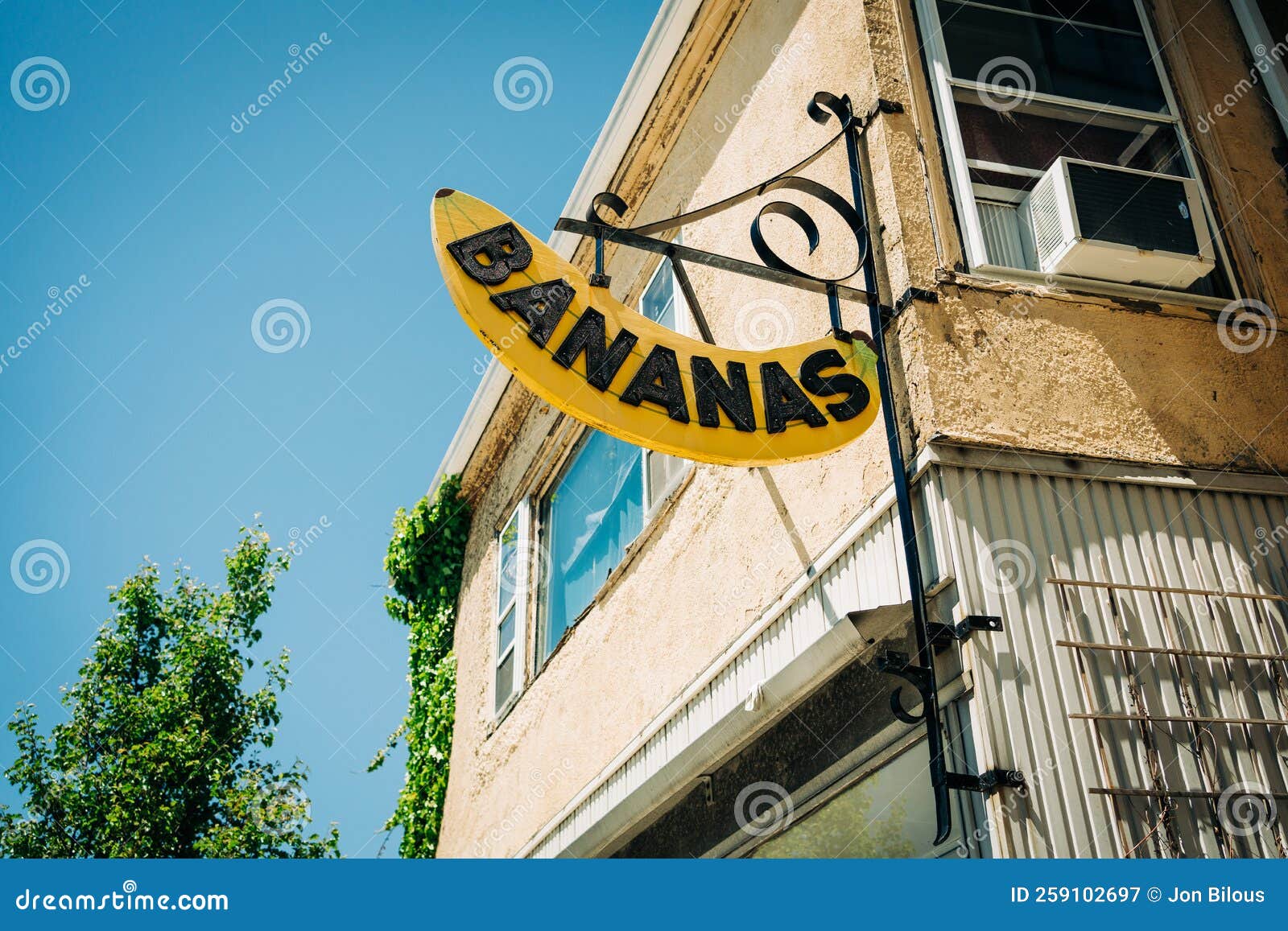Bananas Vintage Sign, Gloucester, Massachusetts Editorial Photography