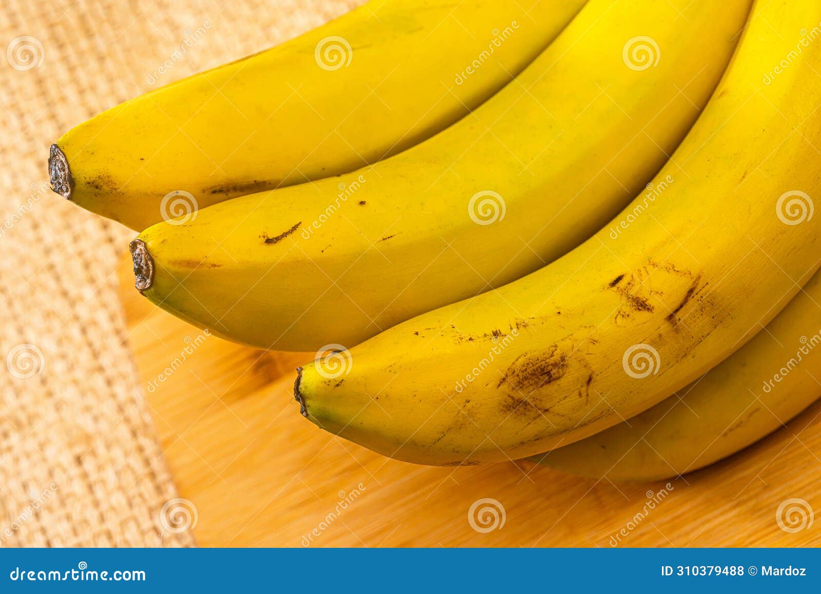 bananas with yute texture in the background