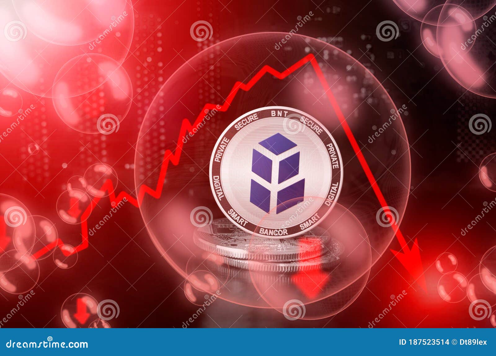 Bancor BNT Bubble, Crash Down Drop Stock Illustration ...