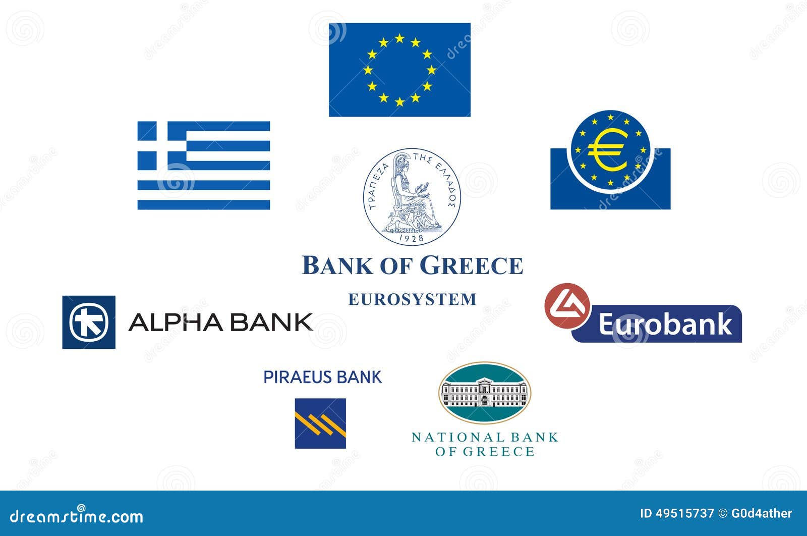 Bancos de Grécia fotografia editorial. Ilustração de extrangeiro 49515737