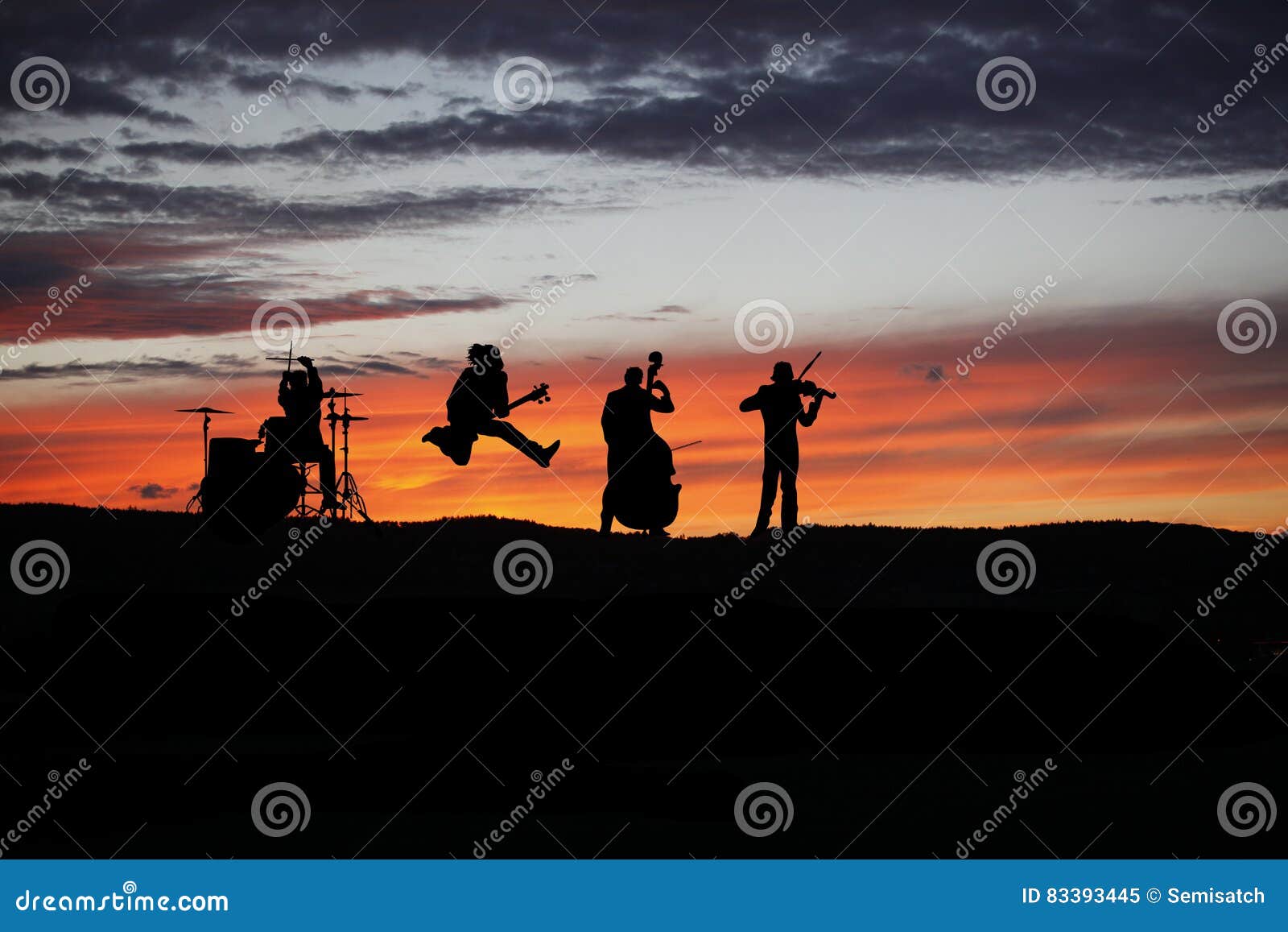 Band Performing Live during Outside Concert Stock Image Image of