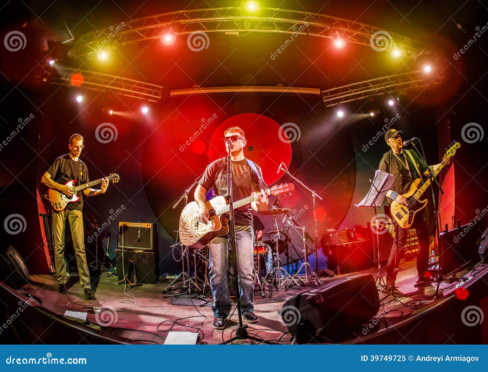 Band Performs On Stage In A Nightclub Stock Image - Image Of Night ...