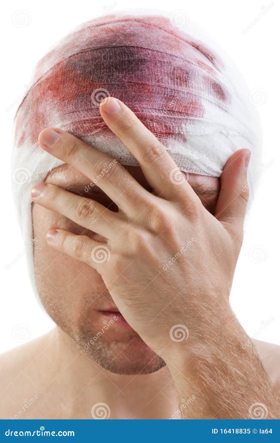Bandage on Blood Wound Head Stock Image Image of bleed, cerebri 16418835