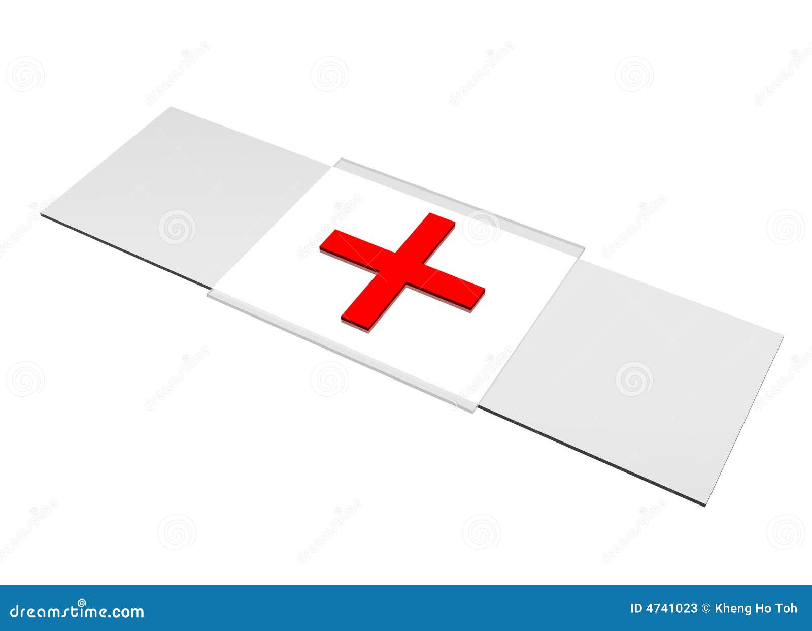 Bandaid de la Cruz Roja de la corrección aislada en blanco. Parchee Bandaid de la Cruz Roja aislada en el fondo blanco