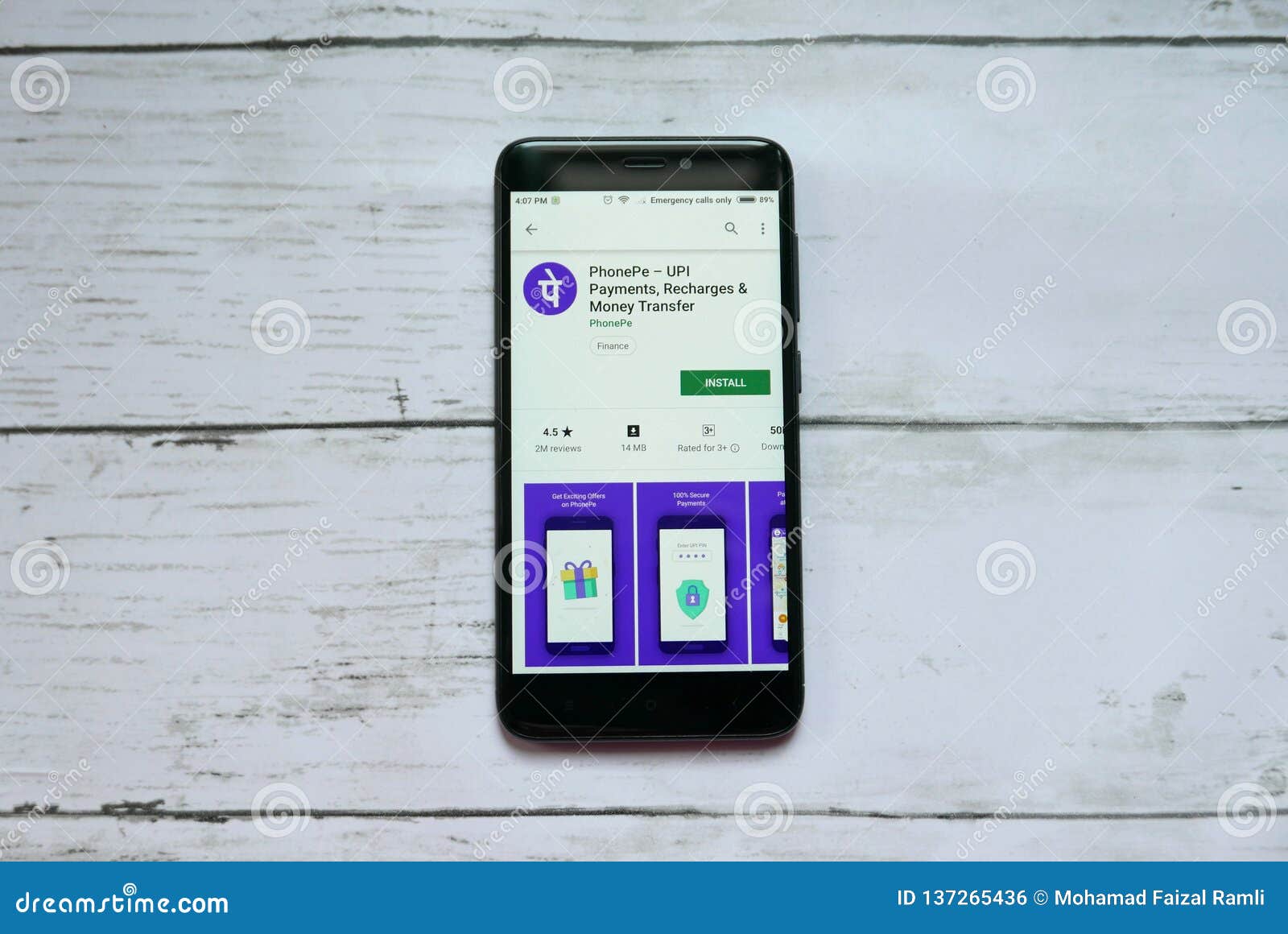 BANDAR SERI BEGAWAN,BRUNEI JANUARY 21ST,2019 PhonePe Application on an Android Google Play