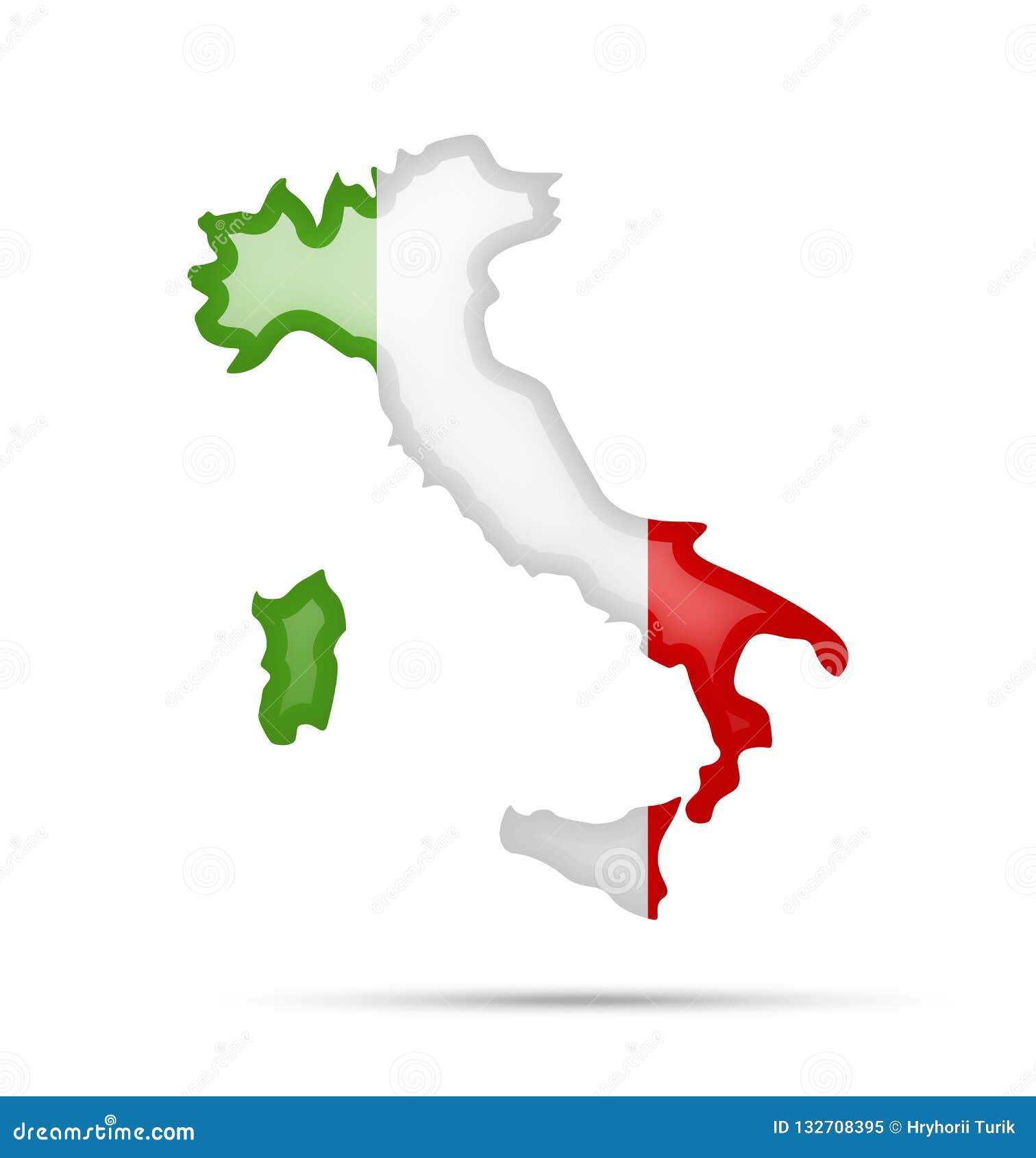 Bandeira de Itália e contorno do país. Bandeira de Itália e esboço do país em um fundo branco