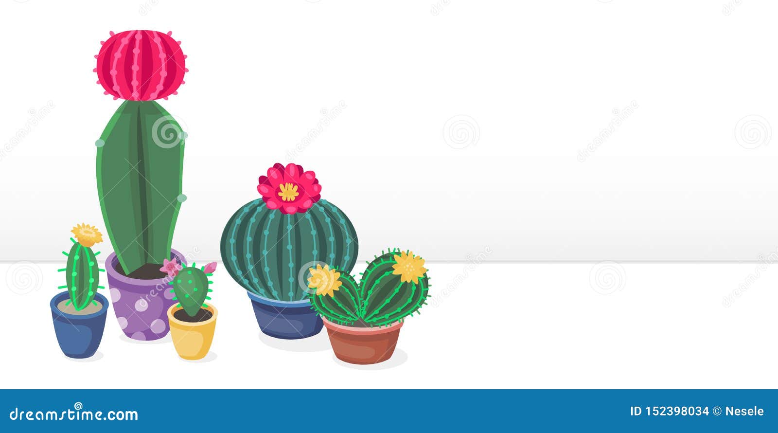 Bandeira Do Cacto Dos Desenhos Animados Com Os Cactos Coloridos Bonitos  Plantas De Deserto Nos Potenci?metros E Nas Flores Da Pla Ilustração do  Vetor - Ilustração de naughty, projeto: 152398034