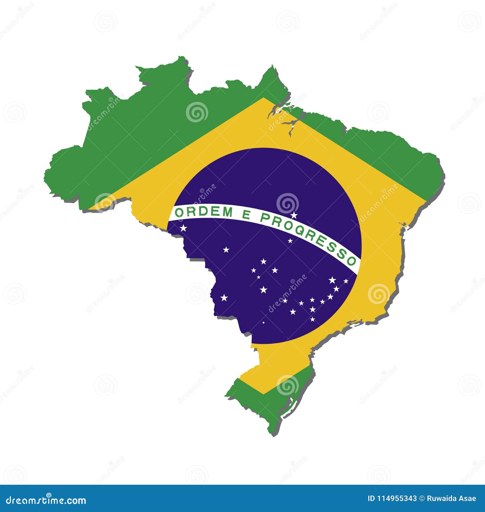 Bandeira Do Mapa De Brasil, Mapa De Brasil Com Vetor Da Bandeira