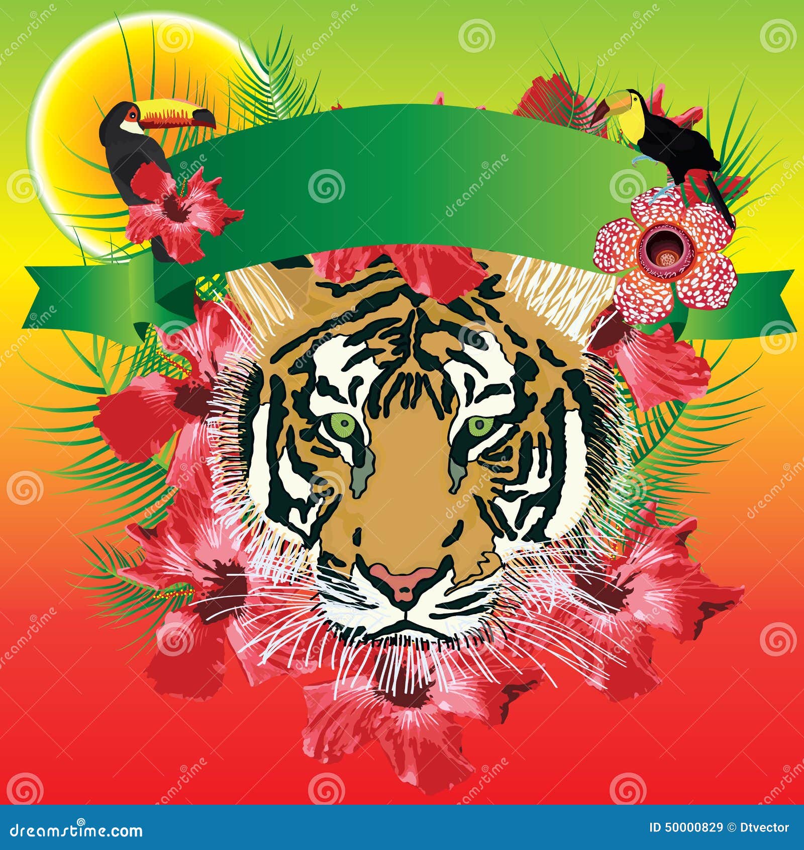 Bandeira do tigre tropical ilustração do vetor. Ilustração de animal -  50000829, image size:1600x1690