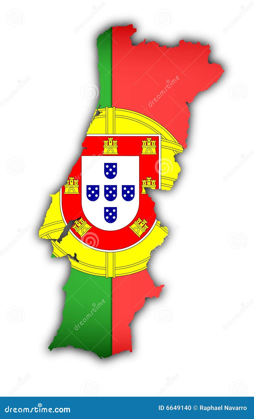 Cartão Mapa e bandeira de Portugal