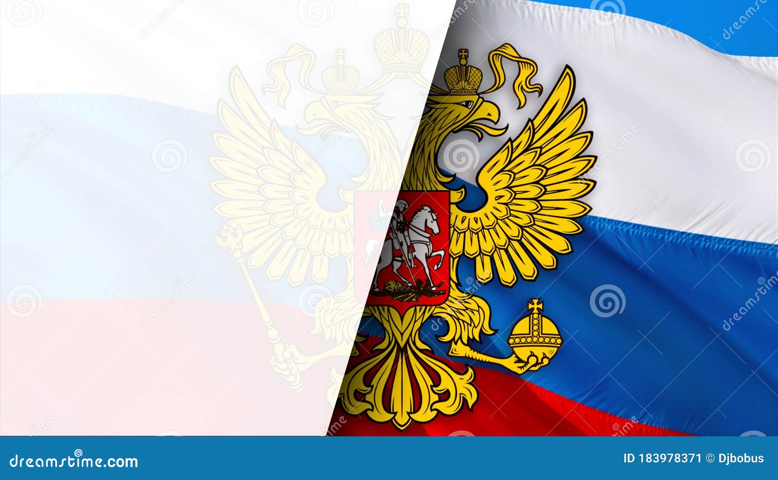 Emblema Nacional Da Federação Russa. Bandeira Da Rússia Em