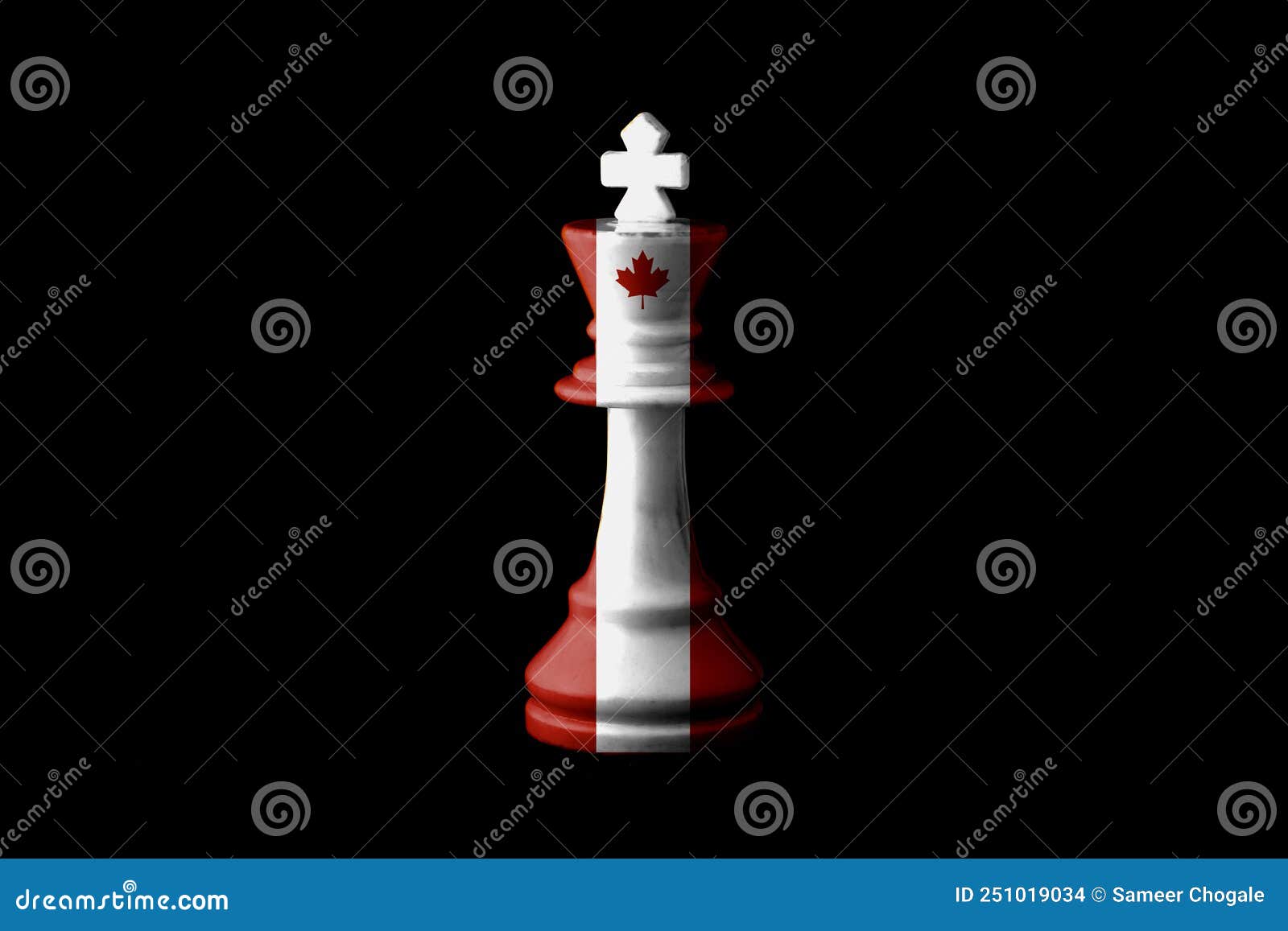 Bandeiras Canadá Pintar Sobre No Rei De Xadrez. Ilustração 3D