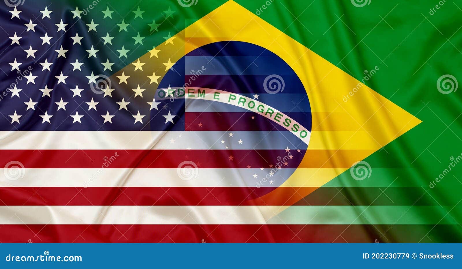 Bandeiras Dos Estados Unidos E Do Brasil Ilustração Stock