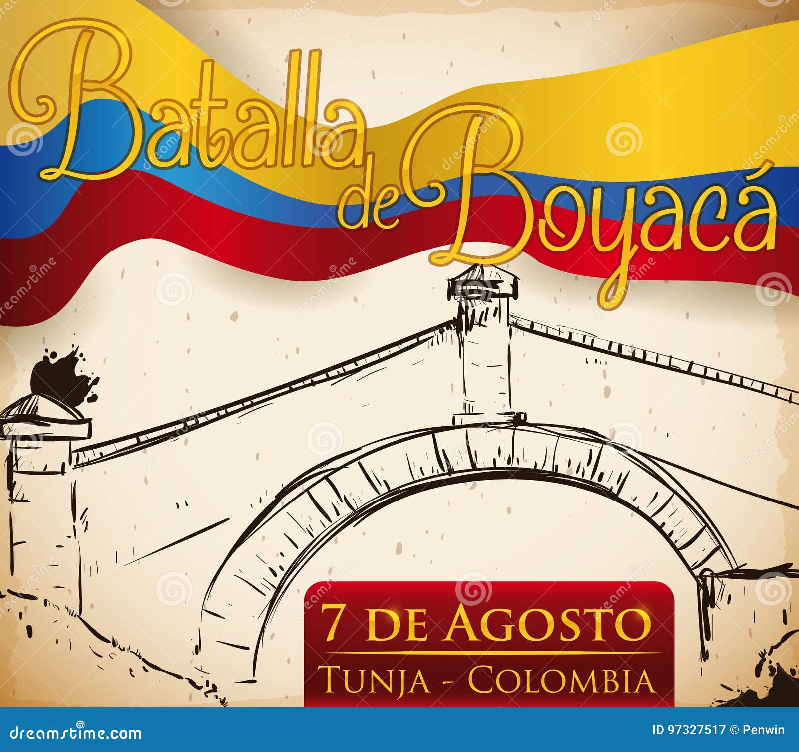 Bandera Colombiana Y Ejemplo Que Agitan Que Conmemoran La Batalla De Boyaca, Ejemplo Del Vector Ilustración del Vector - Ilustración de colombia, trazado: 97327517