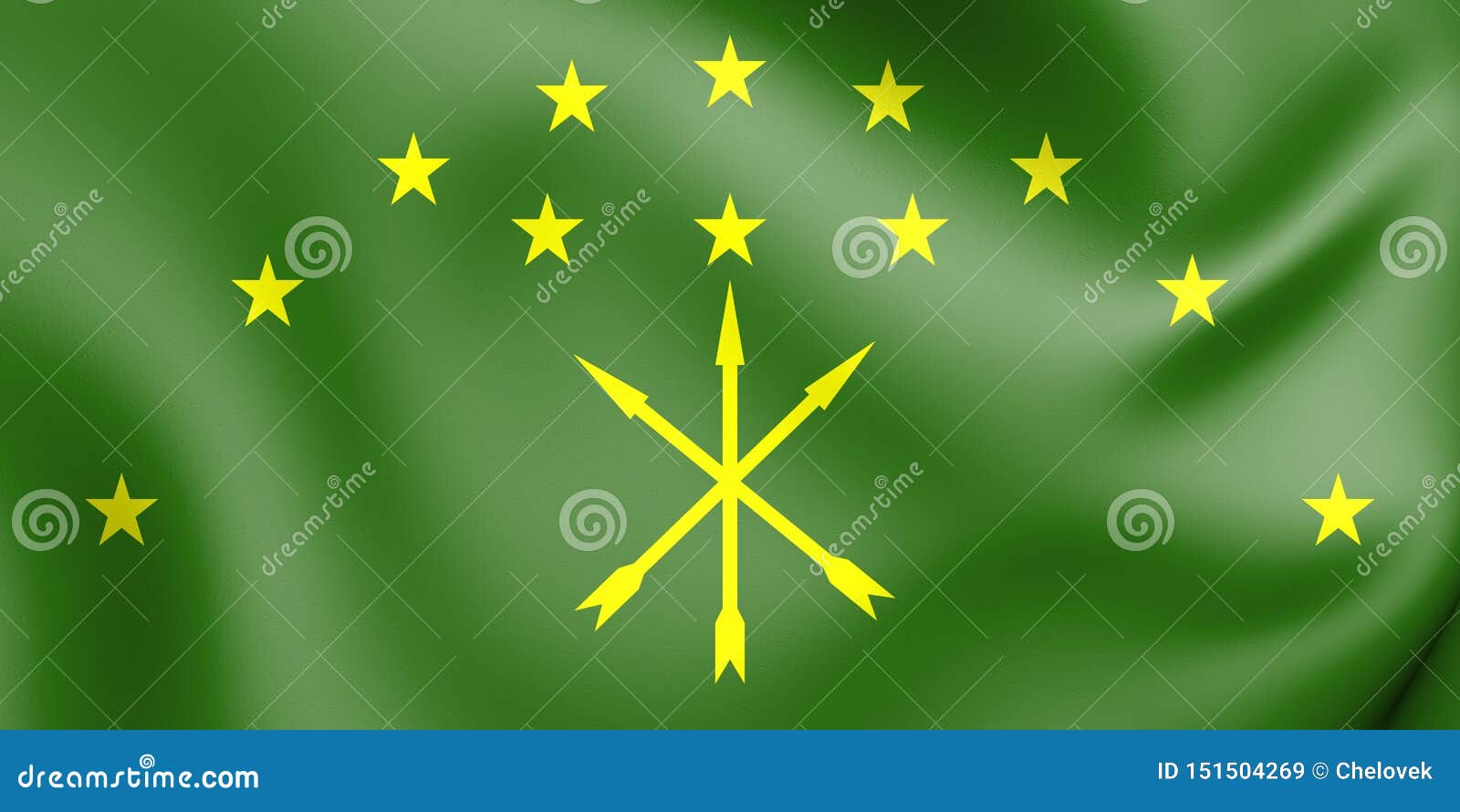 Bandera 3d De La Repblica De Adygea Rusia Stock De Ilustración