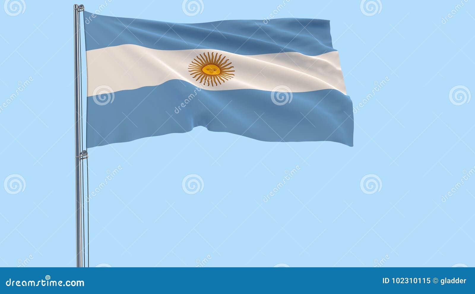 Bandera De La Argentina En Una Asta De Bandera Que Agita En El Viento En Un Fondo Azul Transparente 3d Representacion Formato D Almacen De Video Video De Muestra Funcionario 102310115