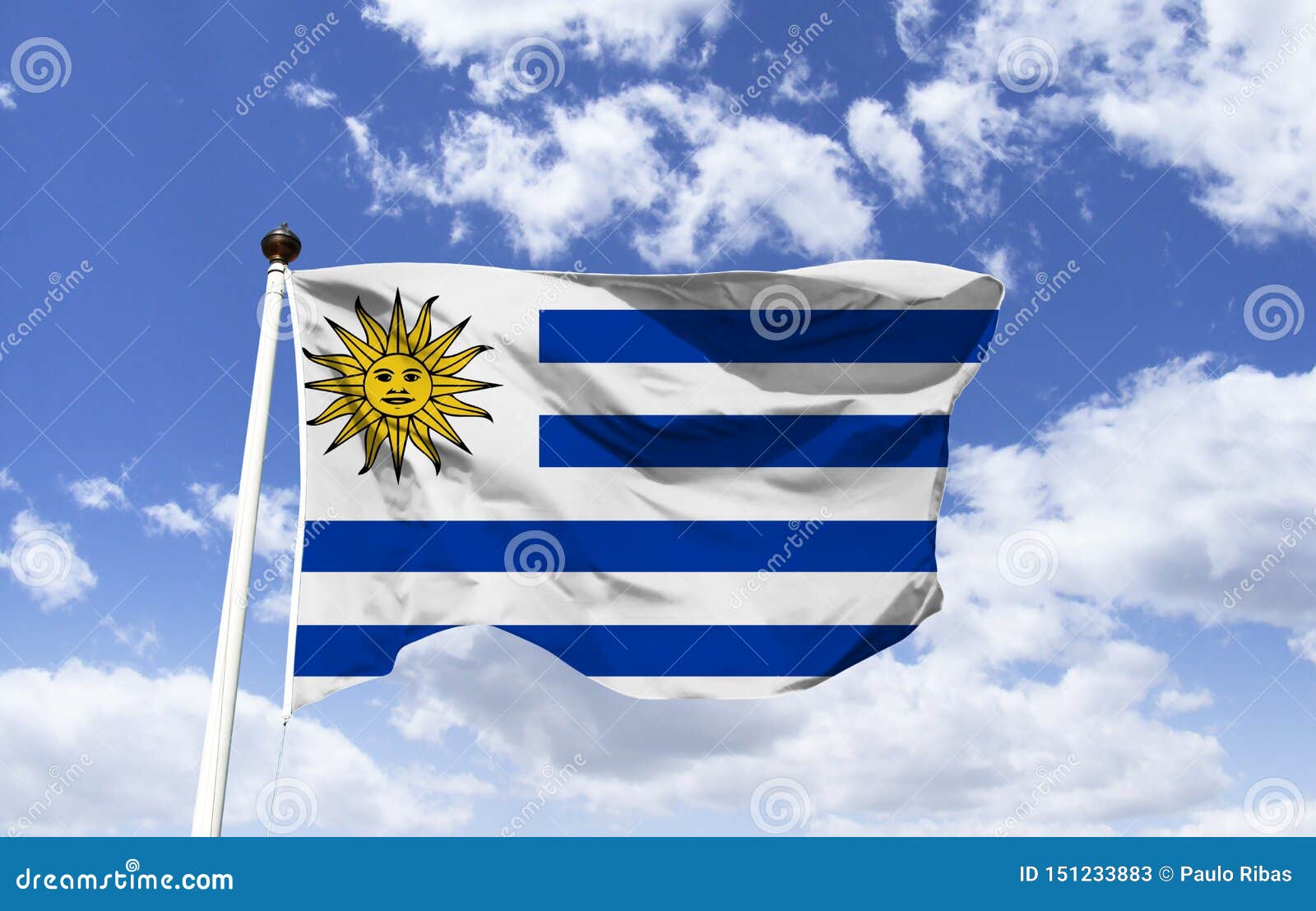 Bandera De Uruguay, Sol De Mayo Imagen de archivo - Imagen de dorado