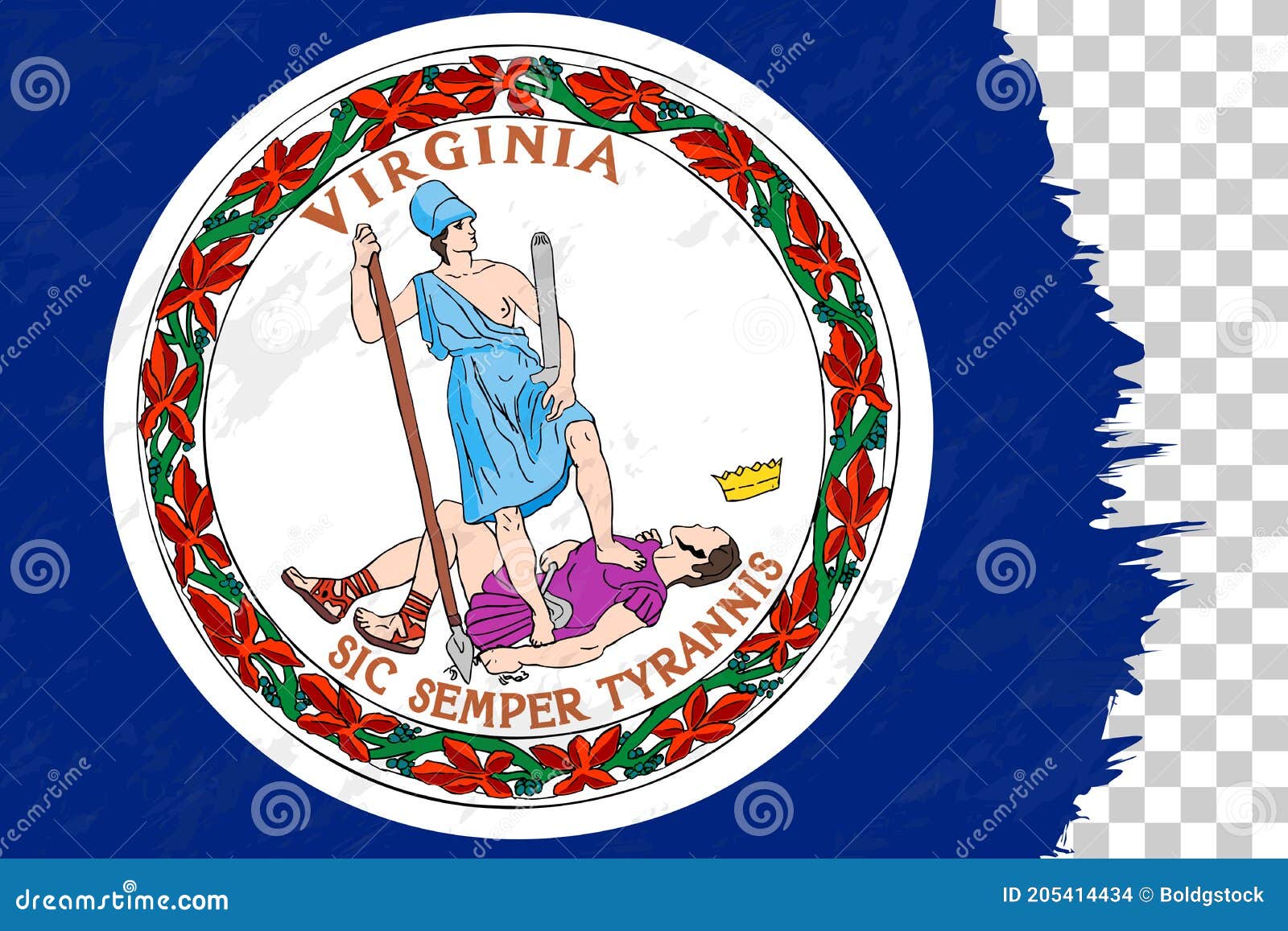 Bandera De Virginia Con Grifo Abstracto Horizontal Sobre Rejilla Transparente Ilustraci N Del