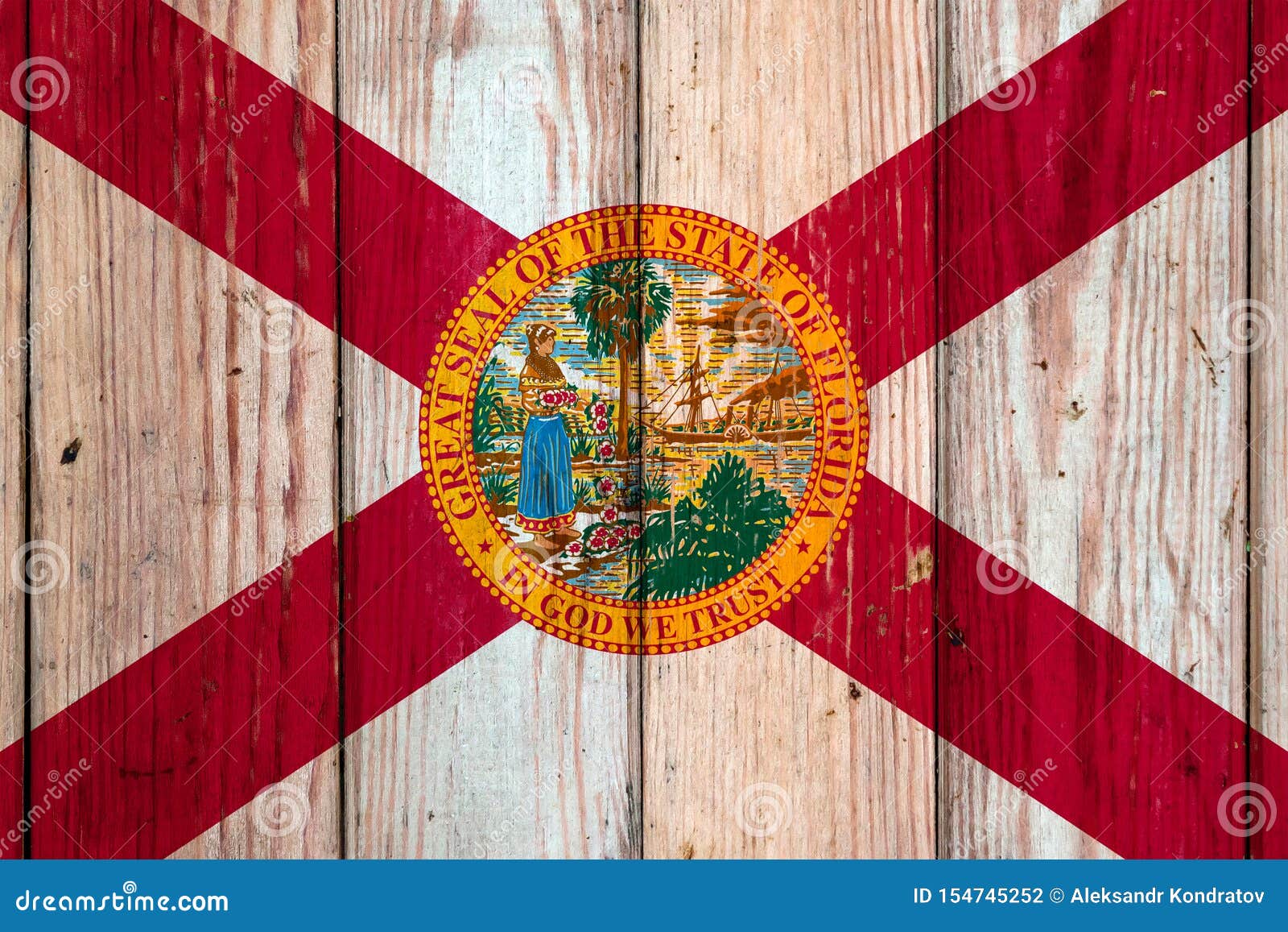Bandera Nacional Del Estado De La Florida Los .U. En Un Fondo Gris De  Tableros De Madera En El Día De La Independencia En Di Stock de ilustración  - Ilustración de nadie,