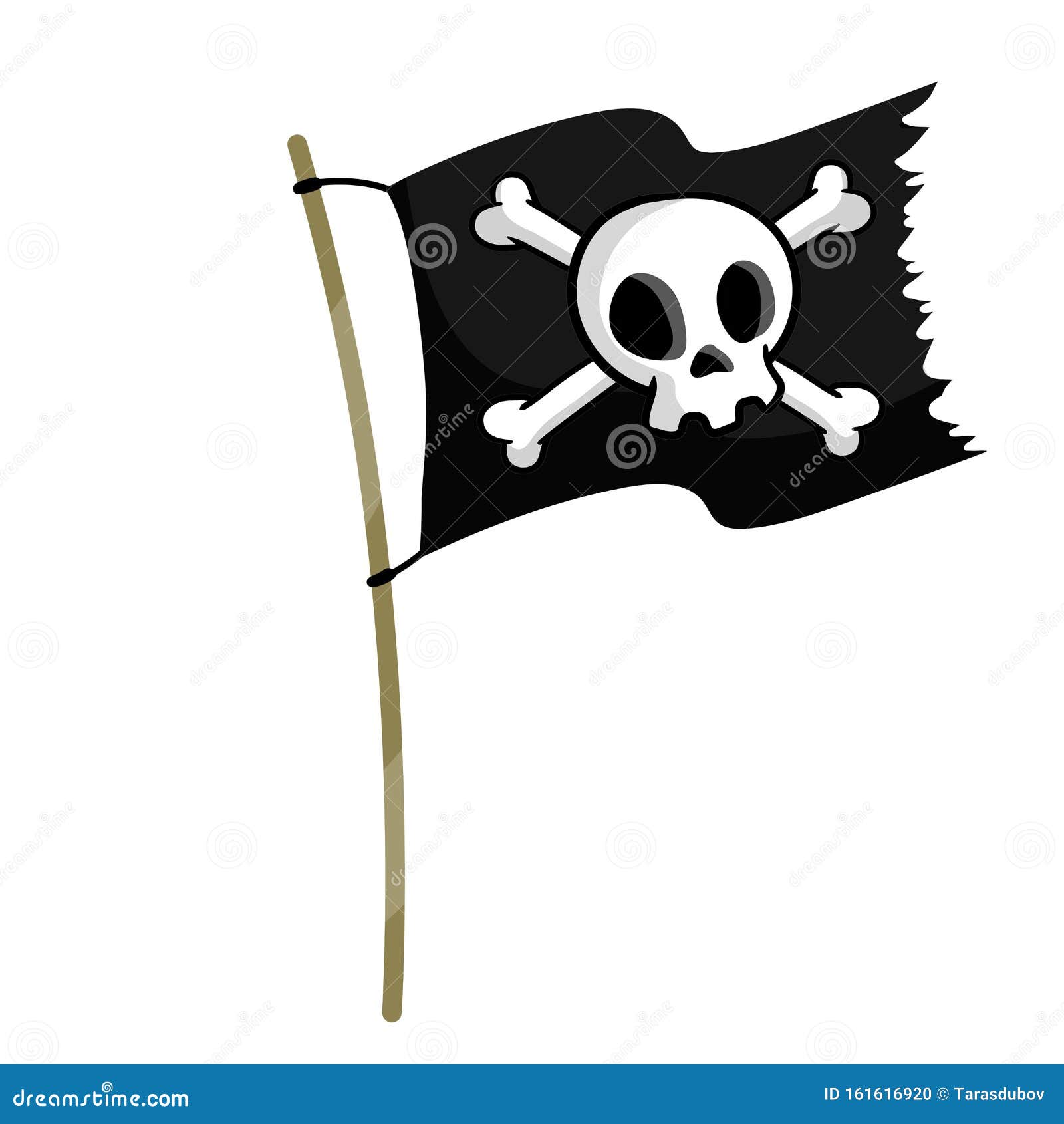 Bandera Pirata Asta Con Palo Y Cuerda Ilustración del Vector