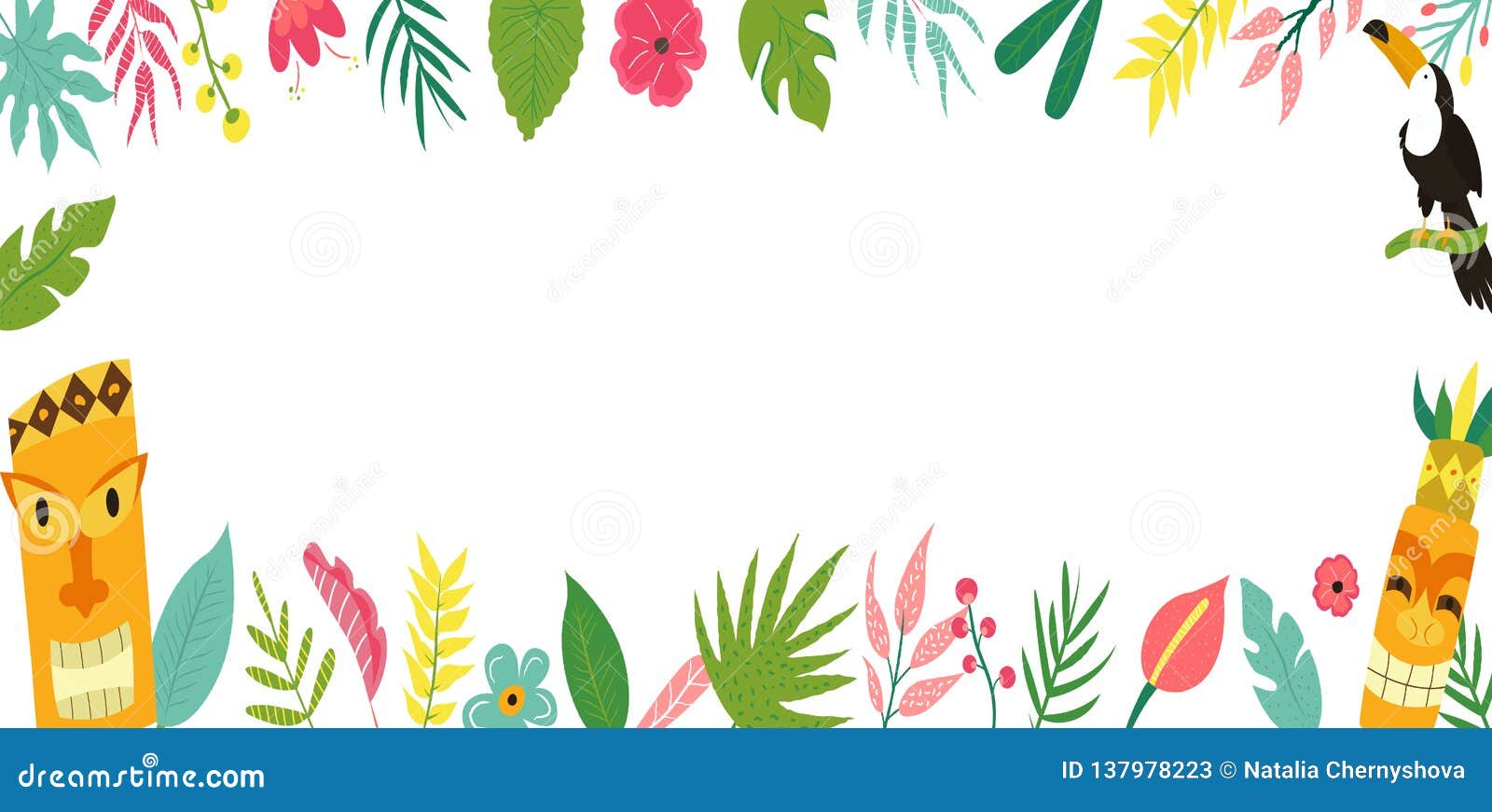 regalo palanca Armonía Bandera Tropical Del Verano Hawaiano De Moda Con Las Hojas Ilustración del  Vector - Ilustración de marco, verde: 137978223