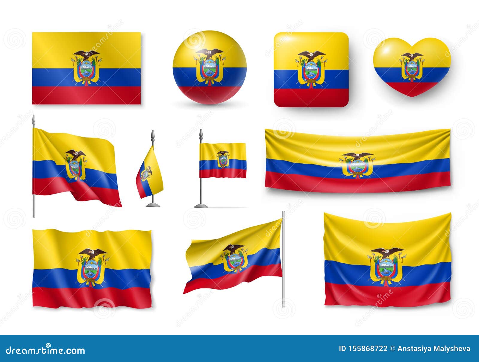 Banderas de Ecuador ilustración del vector. Ilustración de gobierno -  155868722