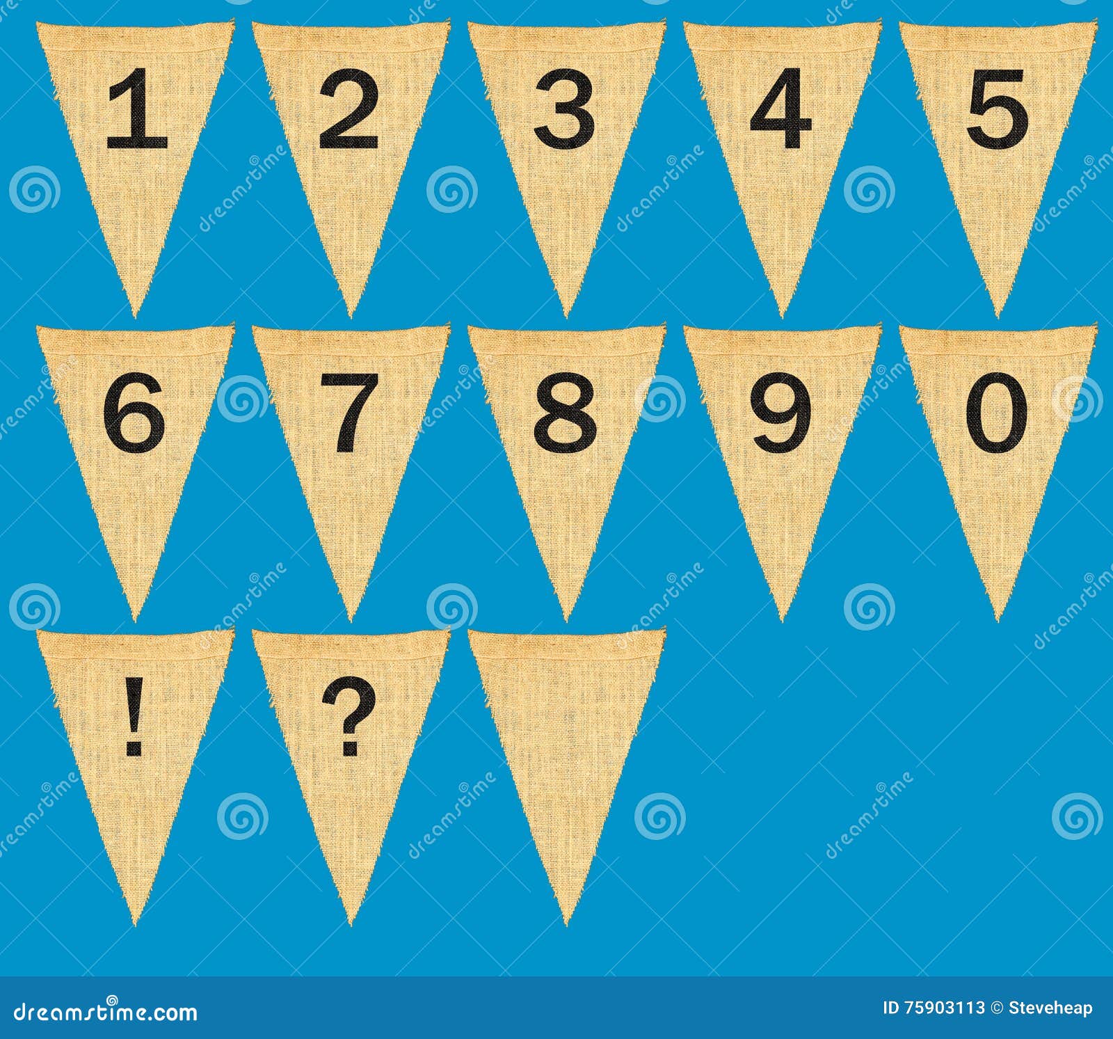 Banderines O Banderas Individuales Del Paño Con Números Stock de
