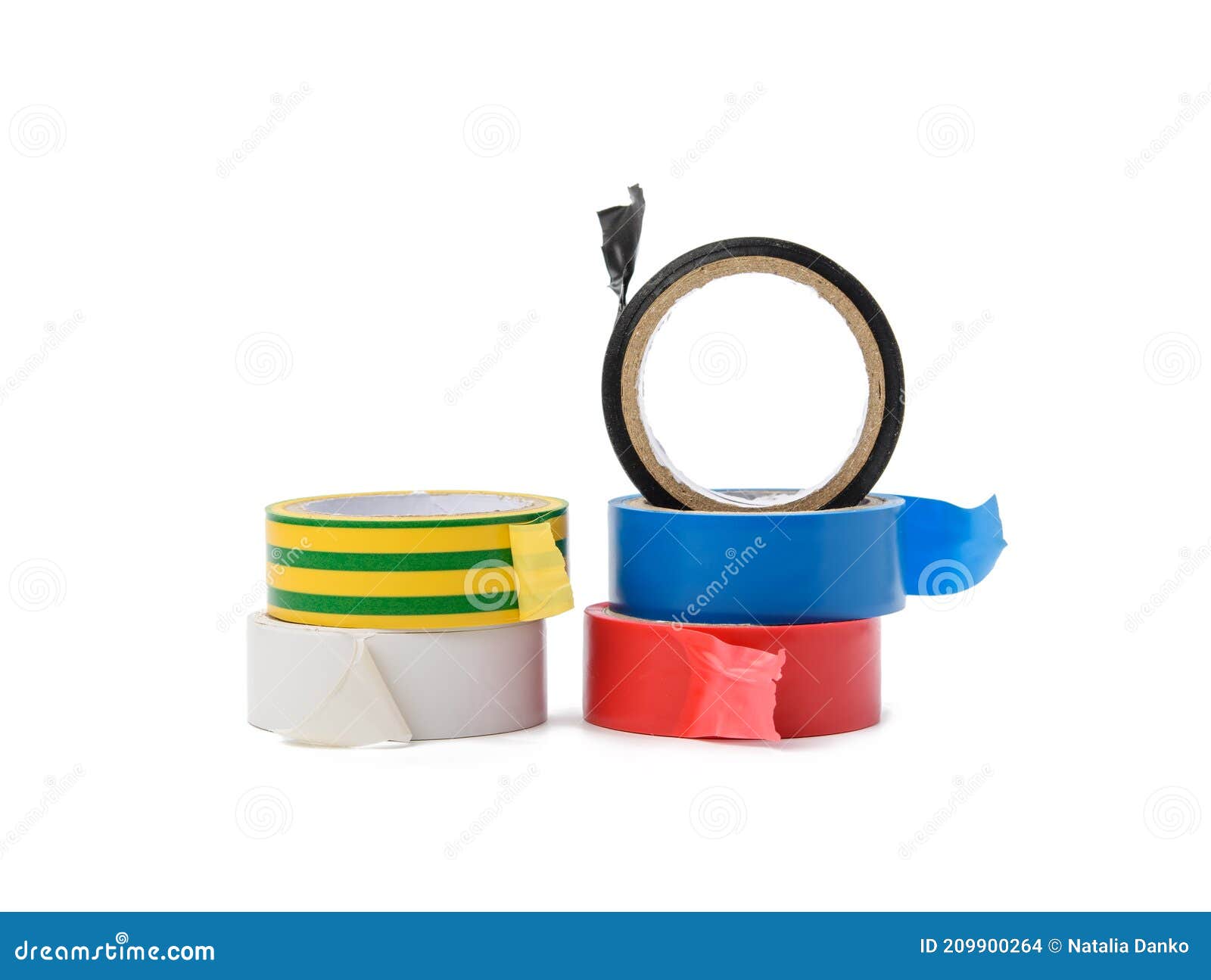 Bandes Isolantes En Caoutchouc Multicolores Isolées Sur Fond Blanc Photo  stock - Image du bandage, réparation: 209900264