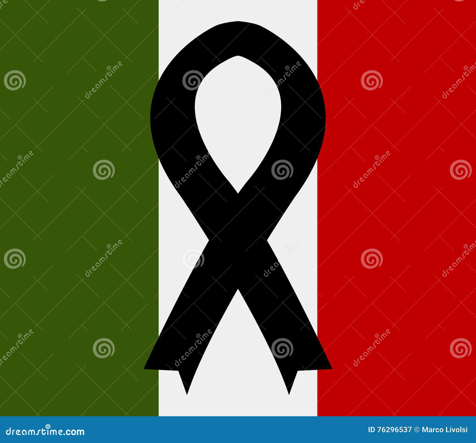 Bandiera Dell'Italia Con Il Nastro Nero Illustrato Illustrazione di Stock -  Illustrazione di ucciso, disastro: 76296537