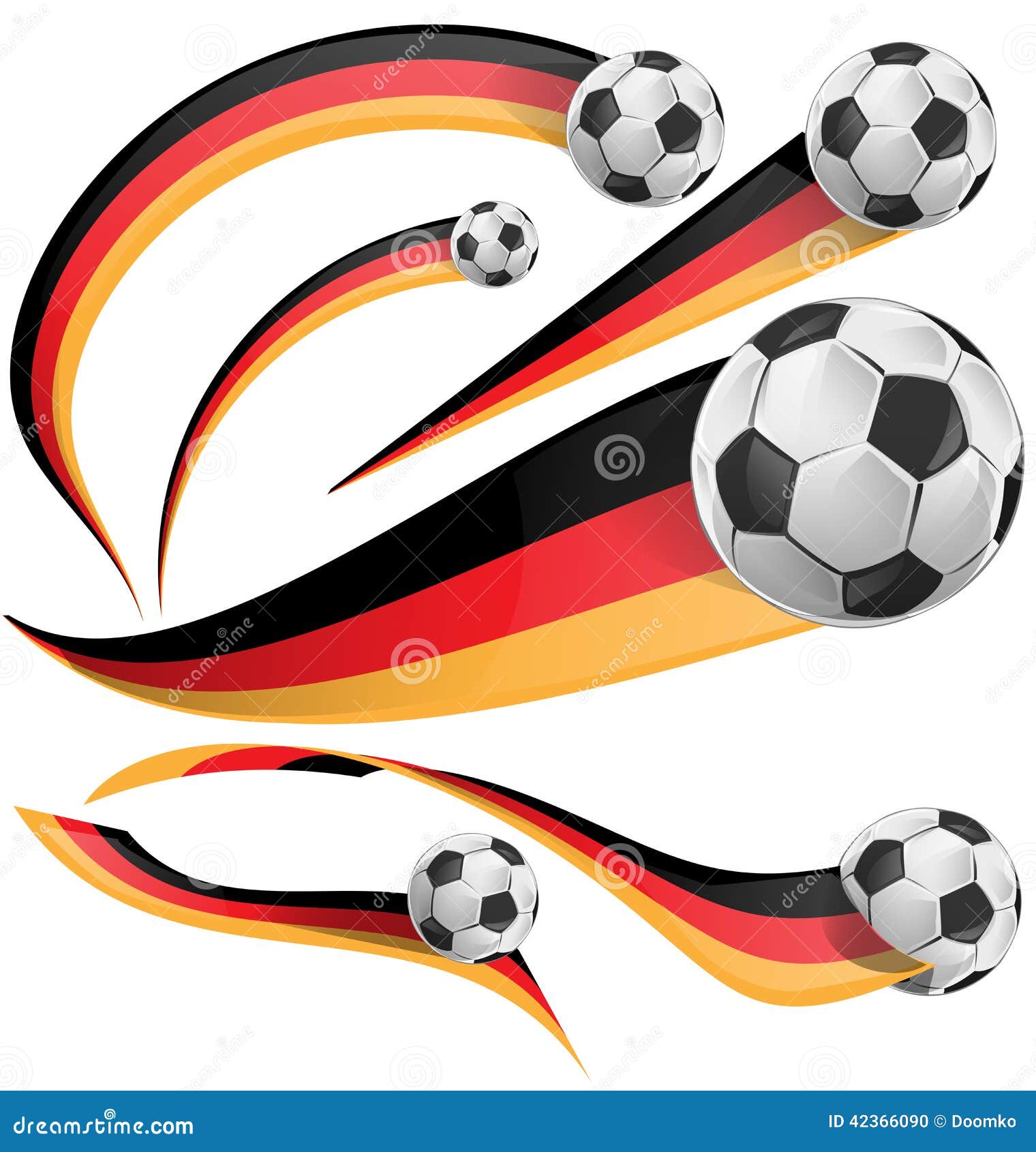 Bandiera della Germania con pallone da calcio su fondo bianco