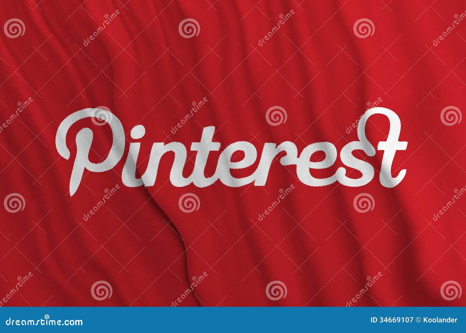 Tessitura rossa della bandiera di Pinterest in aria