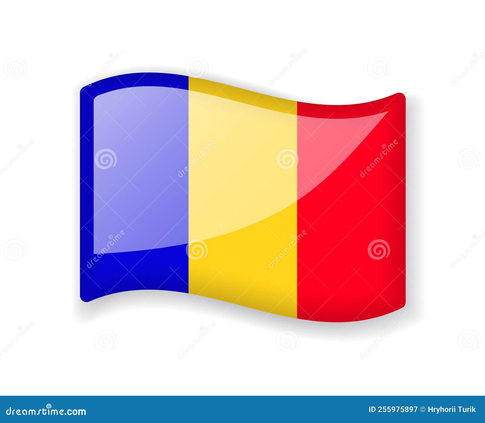 Bandiera Romania Bandiera Ondulata Simbolo Brillante Lucido