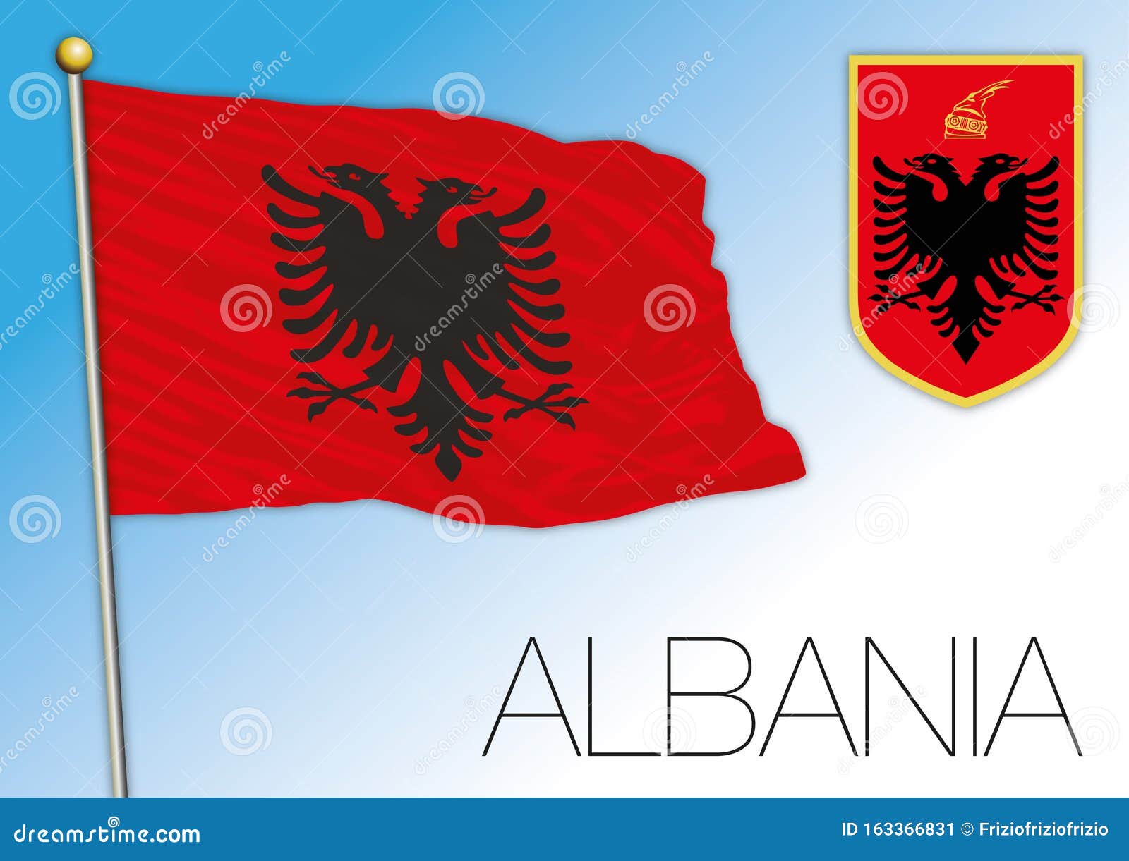 Bandiera Ufficiale Dell'Albania E Stemma, Illustrazione Vettoriale  Illustrazione Vettoriale - Illustrazione di emigrazione, naturalizzisi:  163366831