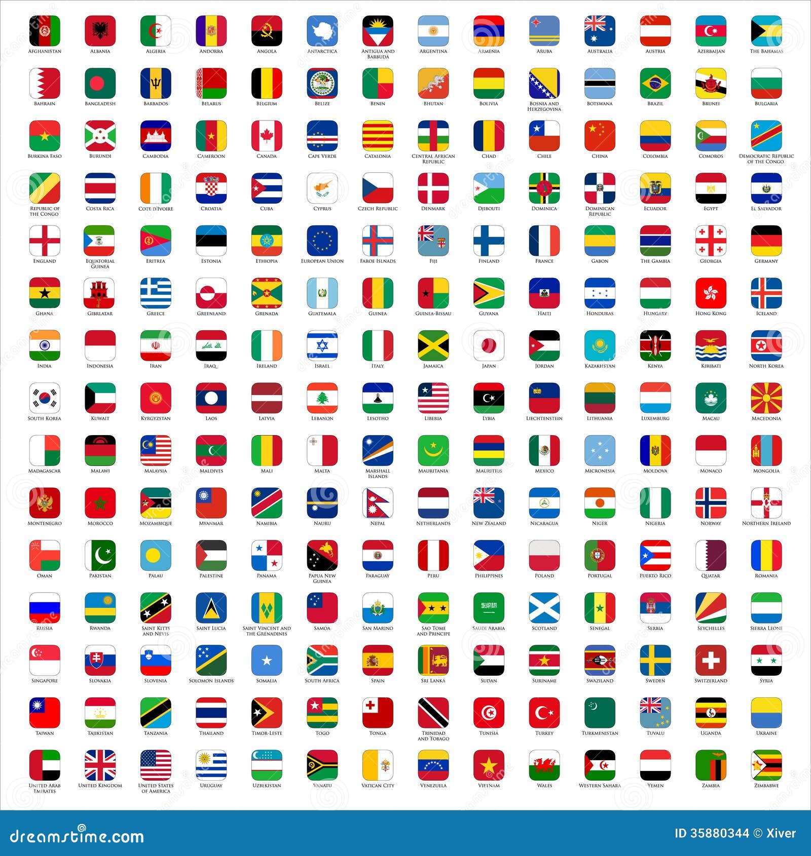 Bandiere del mondo - icone illustrazione vettoriale. Illustrazione di norma  - 35880344