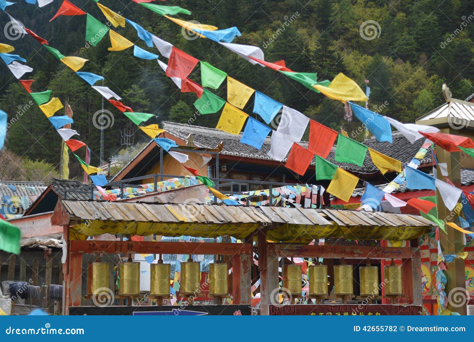 20x Rotolo Bandiere Tibetane Preghiera Buddhista LUNG TA Festone - Foto 4