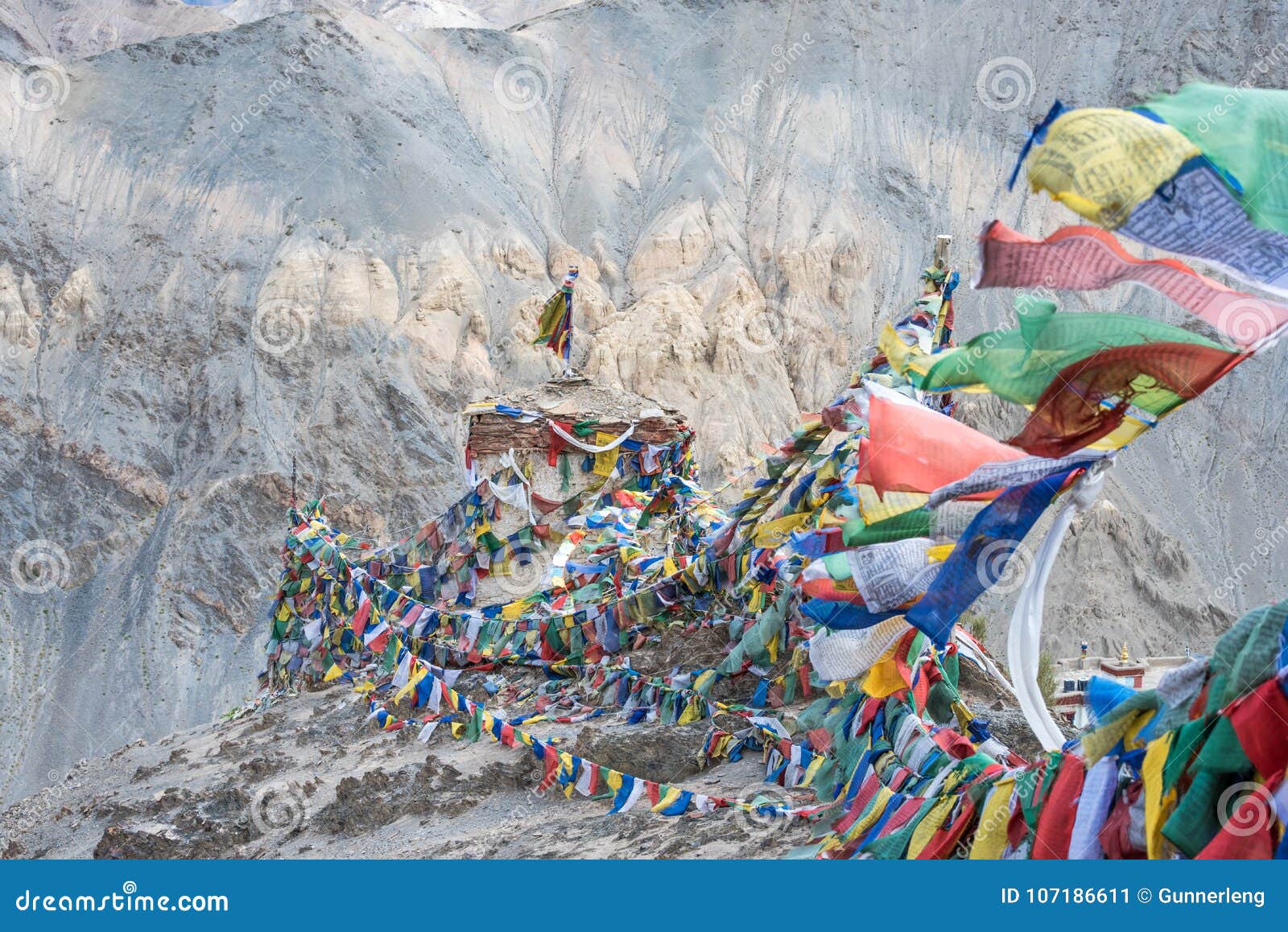 Bandiere Tibetane Di Preghiera Sulla Montagna Per Il Viaggio Culturale  Immagine Stock - Immagine di himalayano, buddista: 107186611