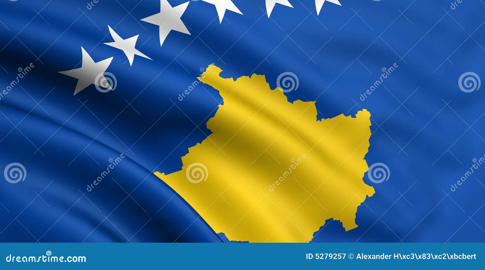 Bandierina di Kosovo. Bandierina resa e d'ondeggiamento di 3d di kosovo
