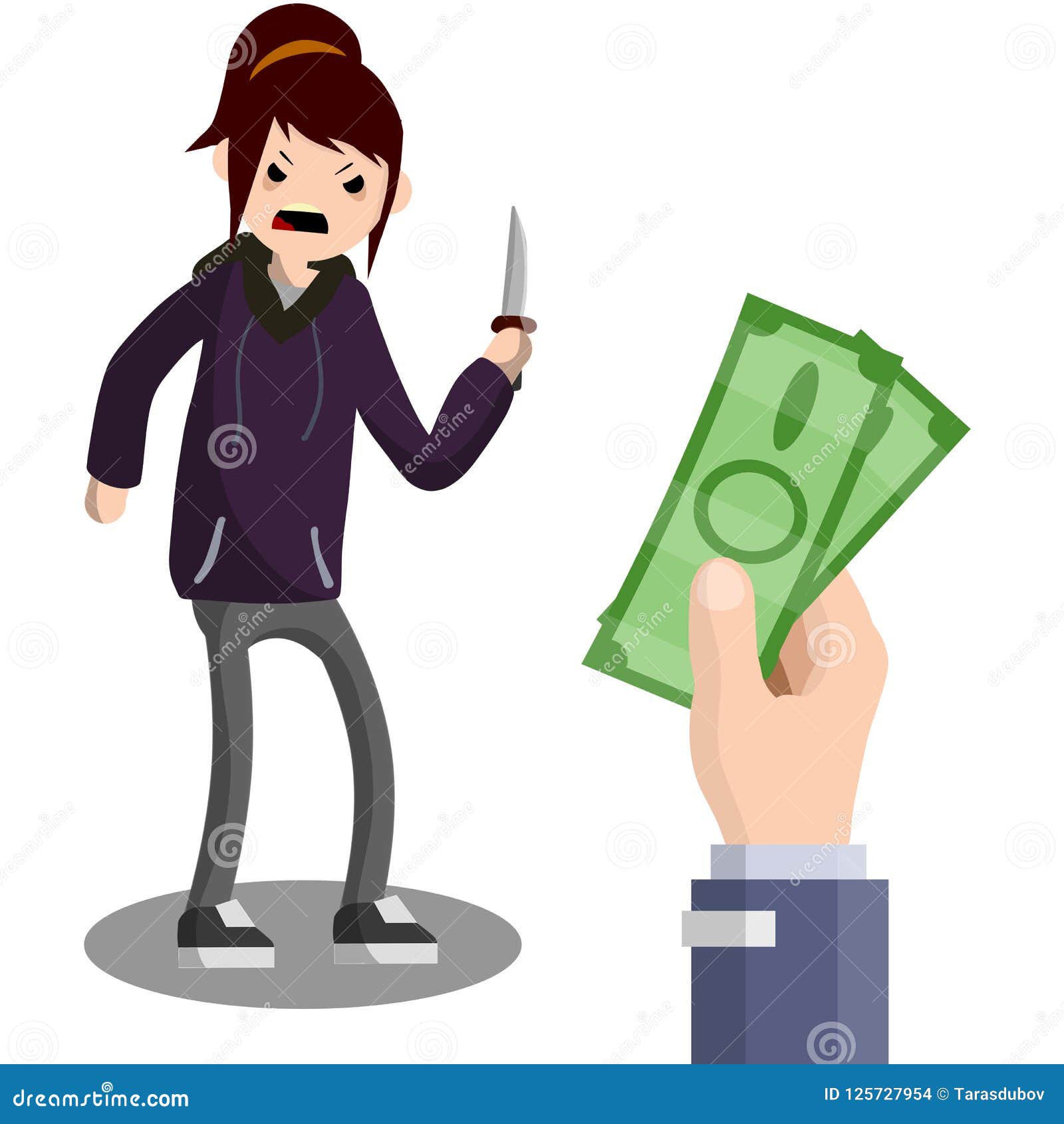 Threat To City Security. Girl with Knife Stock Vector - Illustration of ...