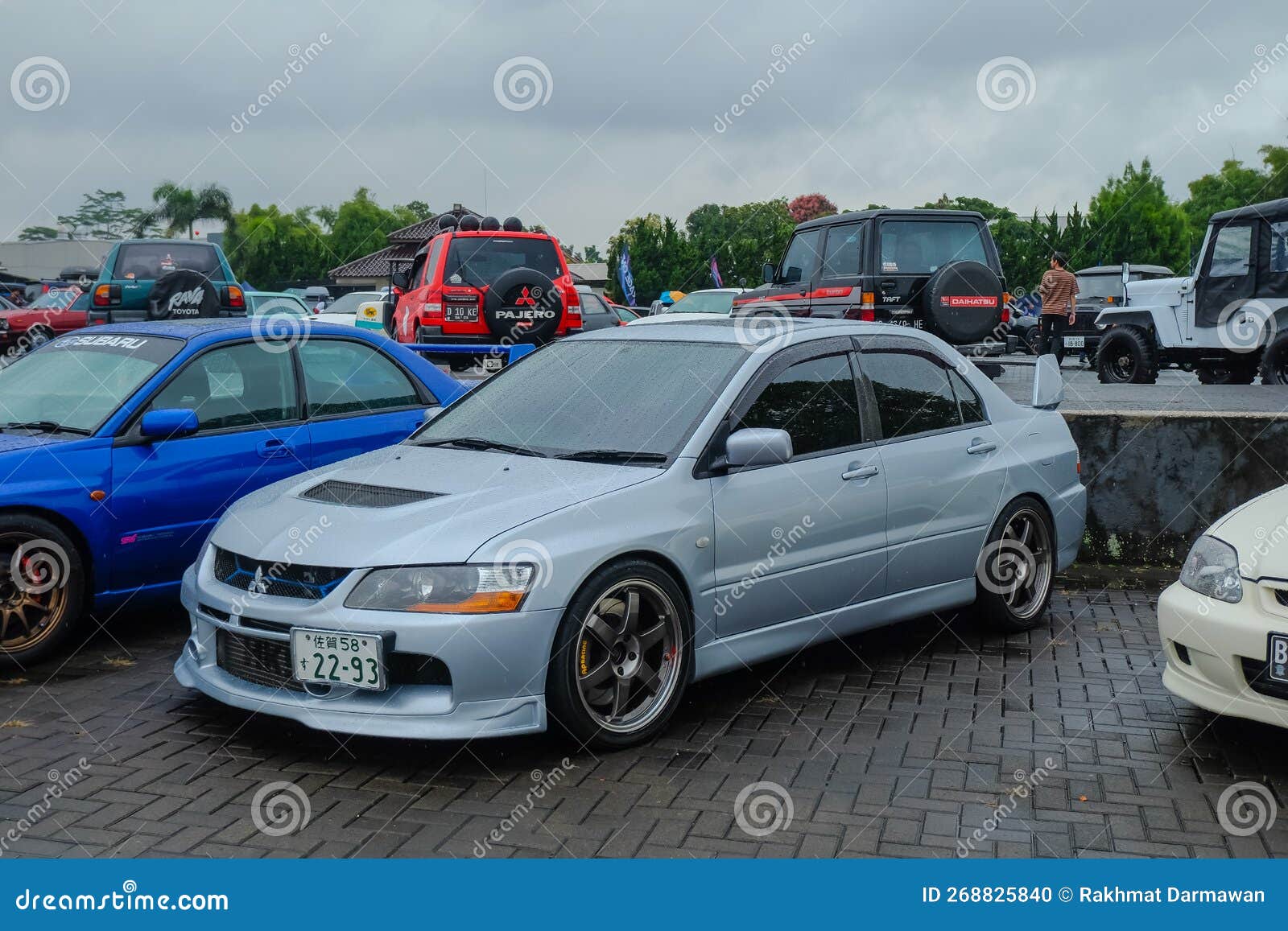 Mitsubishi Lancer Evolution IX in JDM Fest Parking Lot Editorial Image