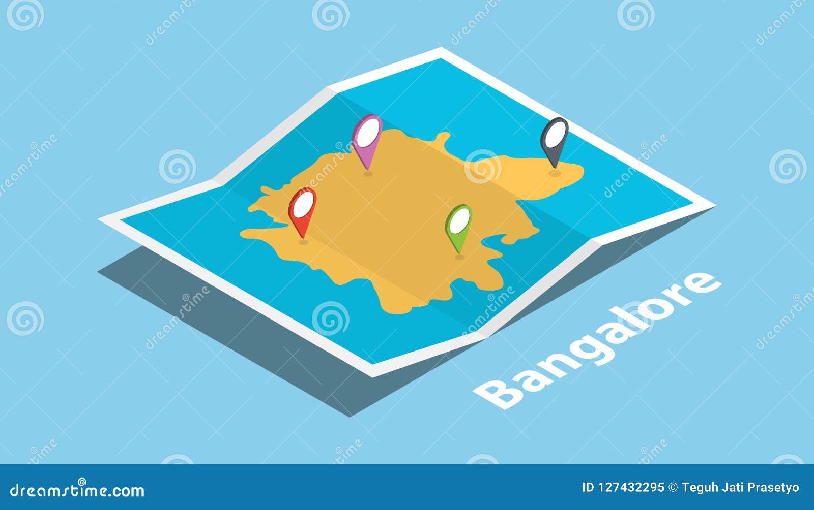 Bangalore Explore Maps with Isometric Style and Pin Location Tag on Top