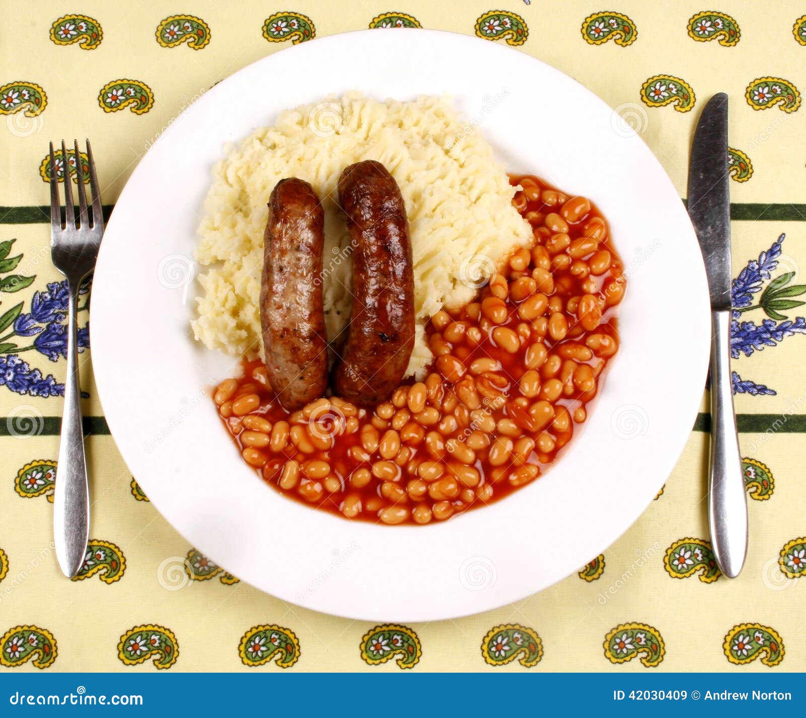 Bangers and mash stock image. Image of parsley, british 42030409